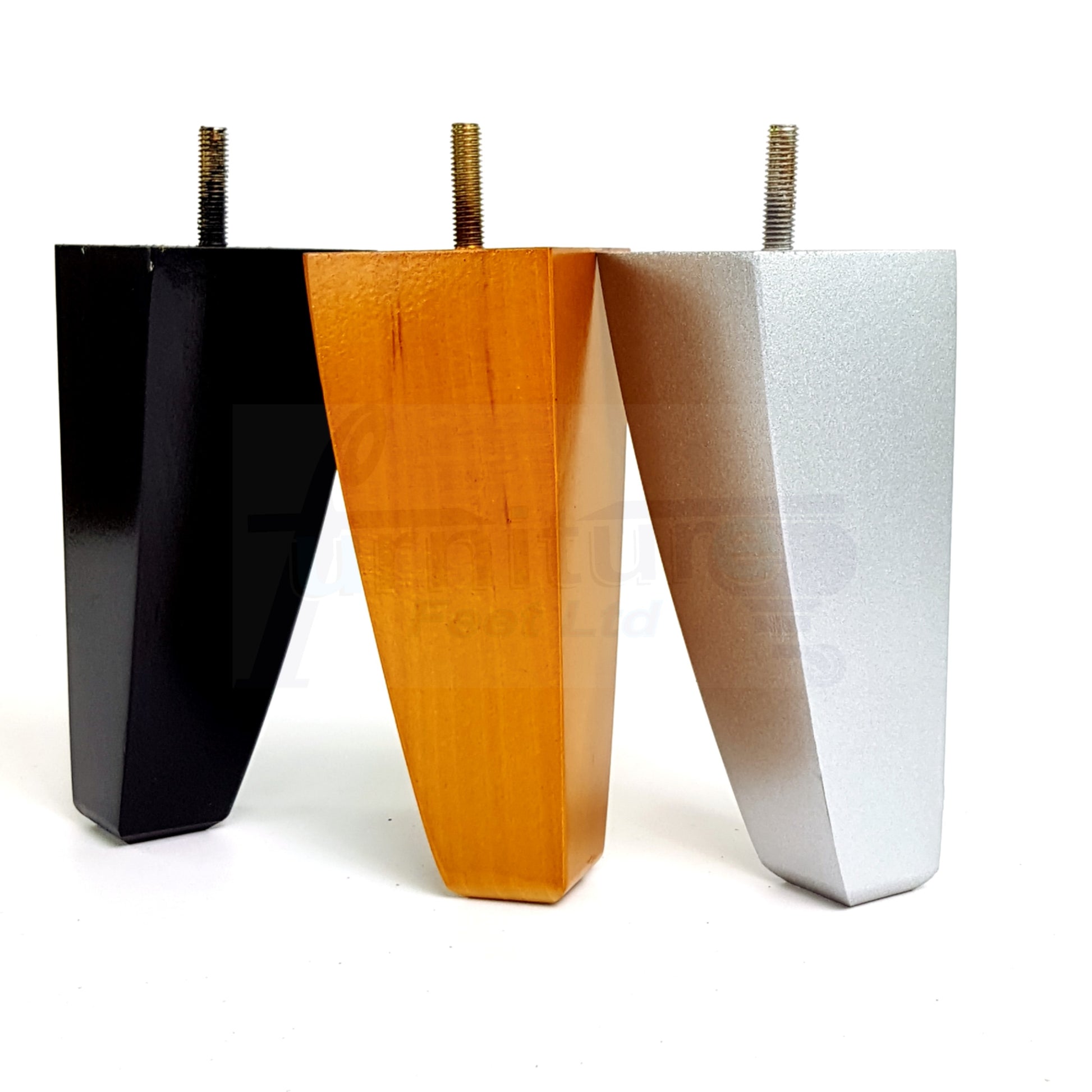 4x Tapered Square Furniture Legs Sofa Feet M10 Thread for Chairs, Settees 150mm High