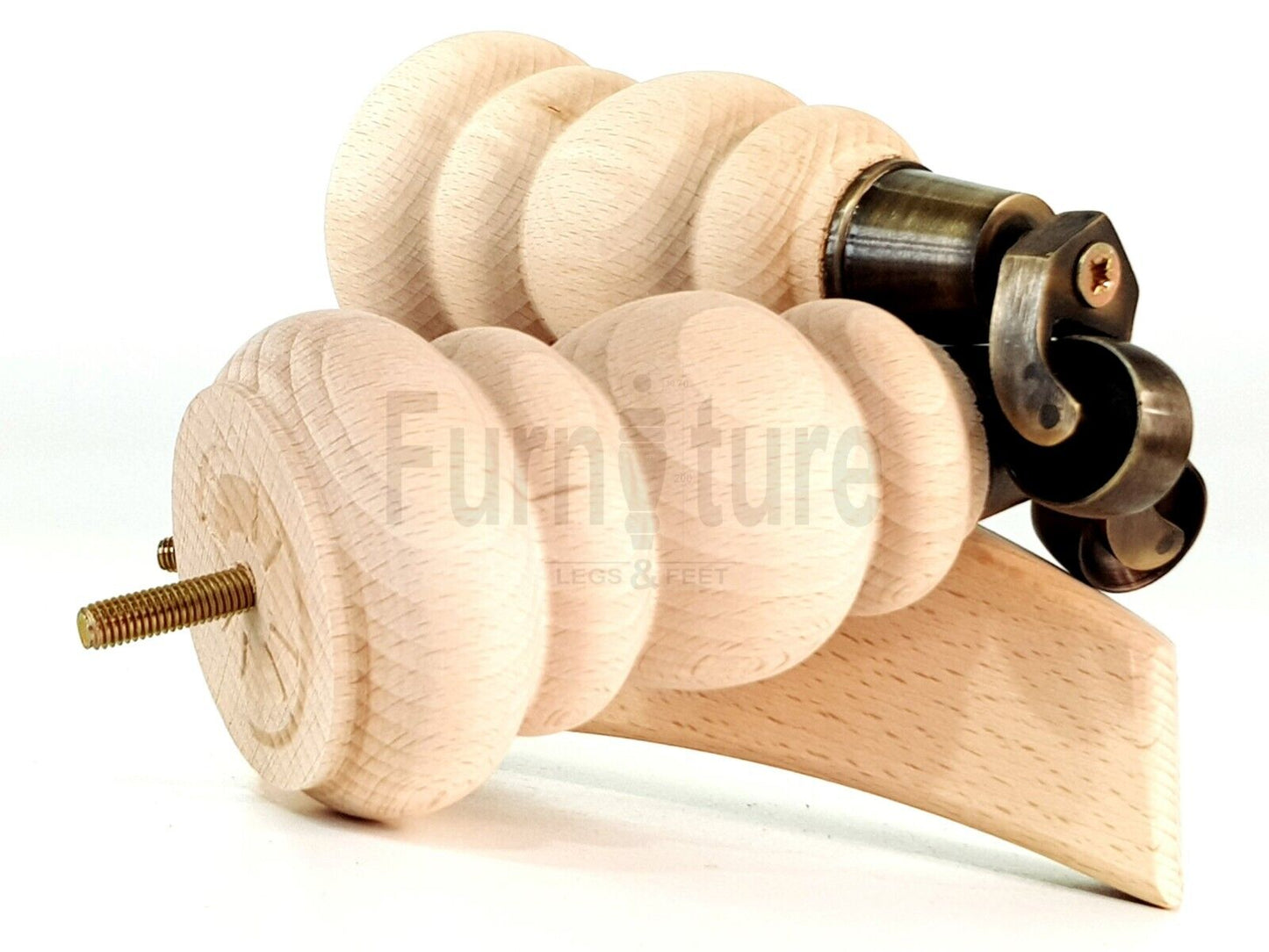 2x Furniture Antique Castor Legs & 2x Curved Solid Wooden Feet M8 Chairs Sofa 200mm High