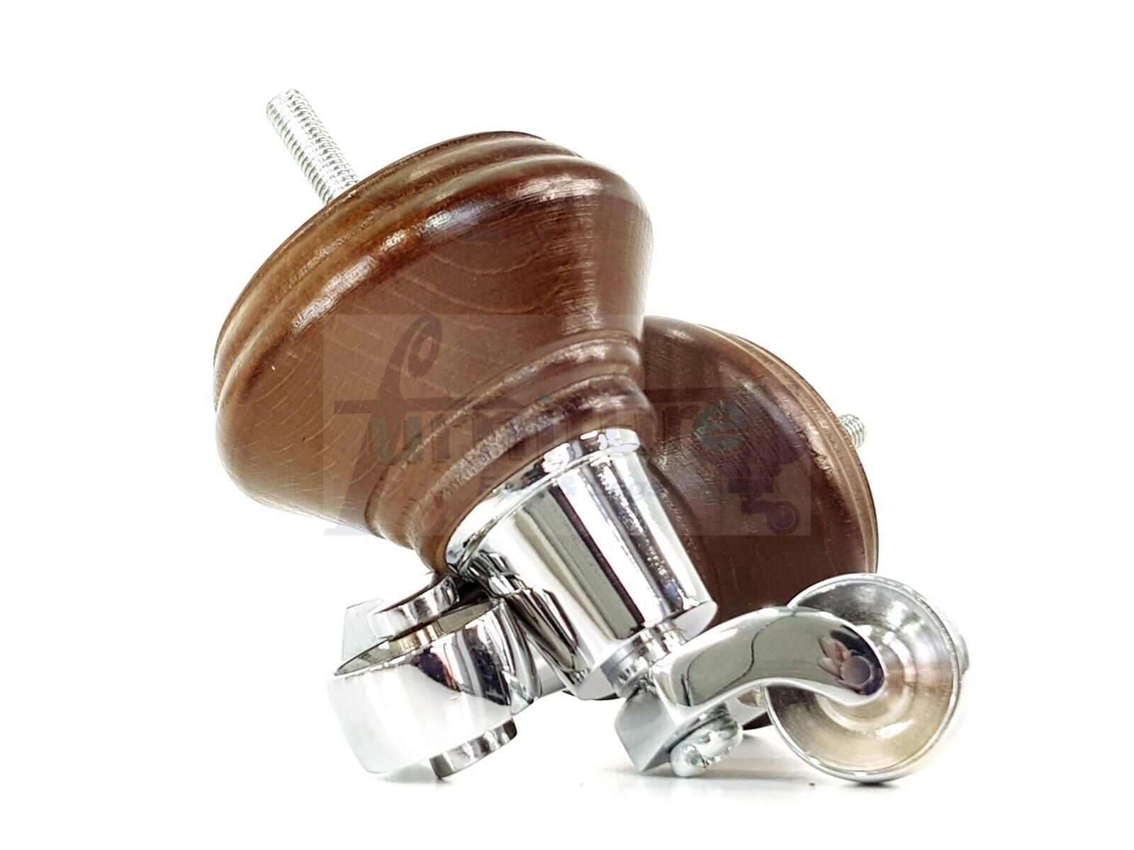 4x Antique Brown Wooden Furniture Sofa Legs M8 With Castors Replacment Chair Settee Feet 115mm - 125mm High