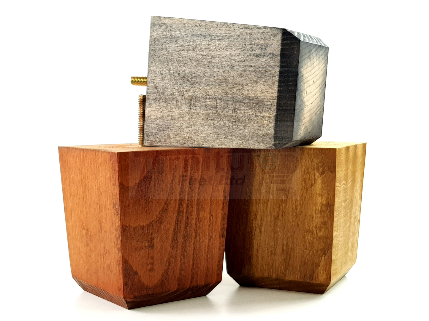 4x Solid Wood Square Furniture Legs Block Replacement Feet 100mm M10 Thread