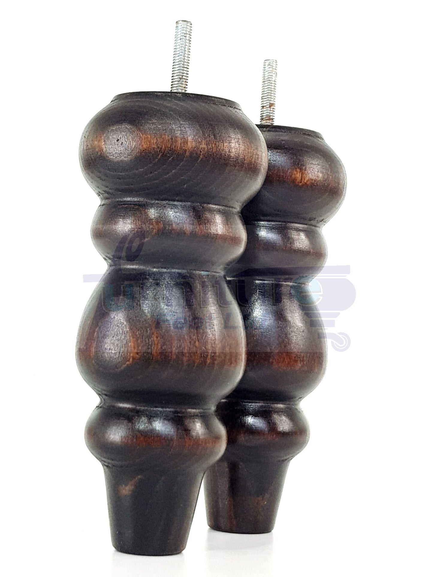 4 Solid Wood Furniture Legs Replacement Turned Feet 200mm High M8(8mm) Thread: Chestnut