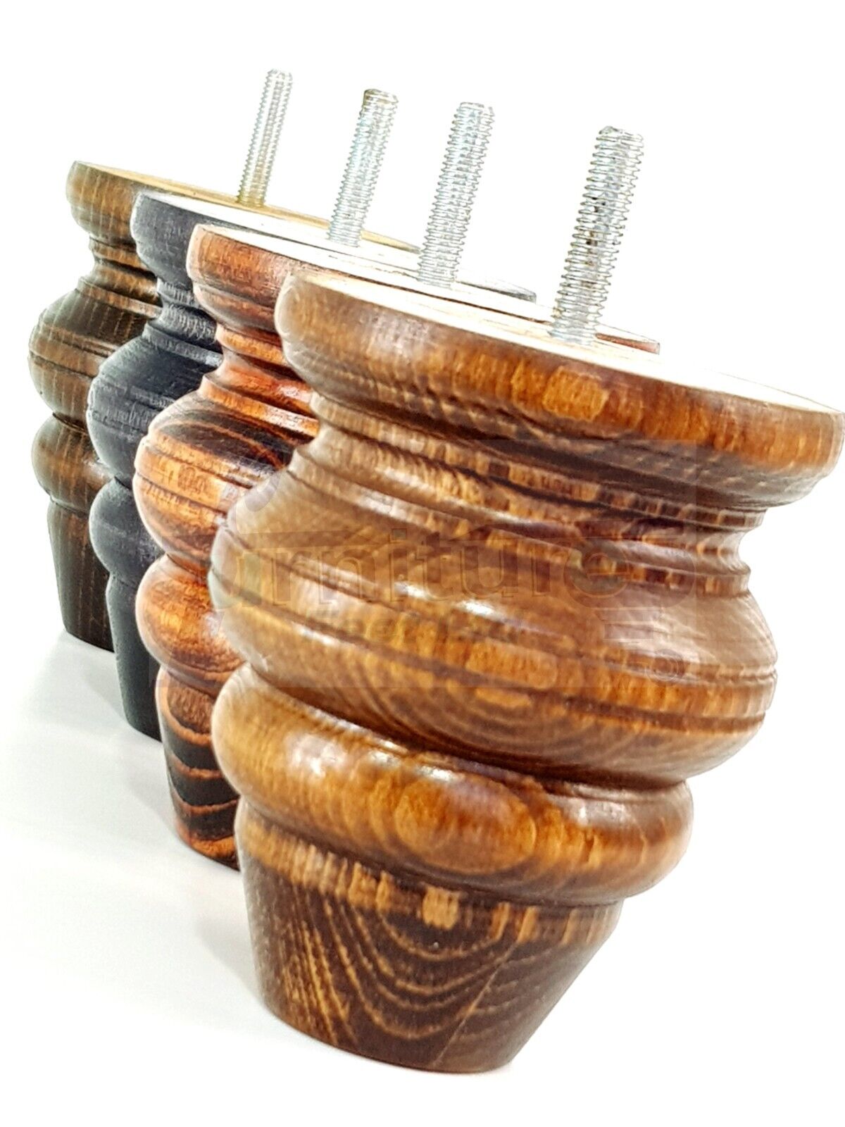 4x Turned Wood Furniture Legs Replacement Feet 110mm High Multiple Colours Chairs Stools Sofa's Beds Settee Cabinets M8