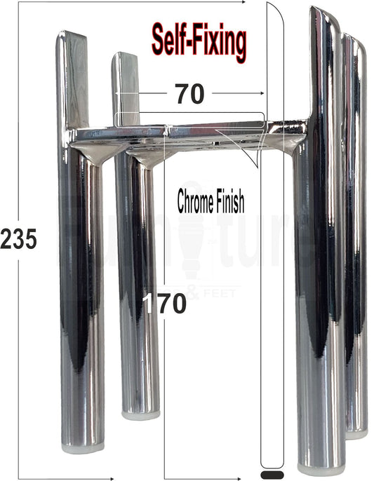 4 Chrome Furniture Settee Legs Cabinet Sofa Metal Feet 170mm High Chair Beds