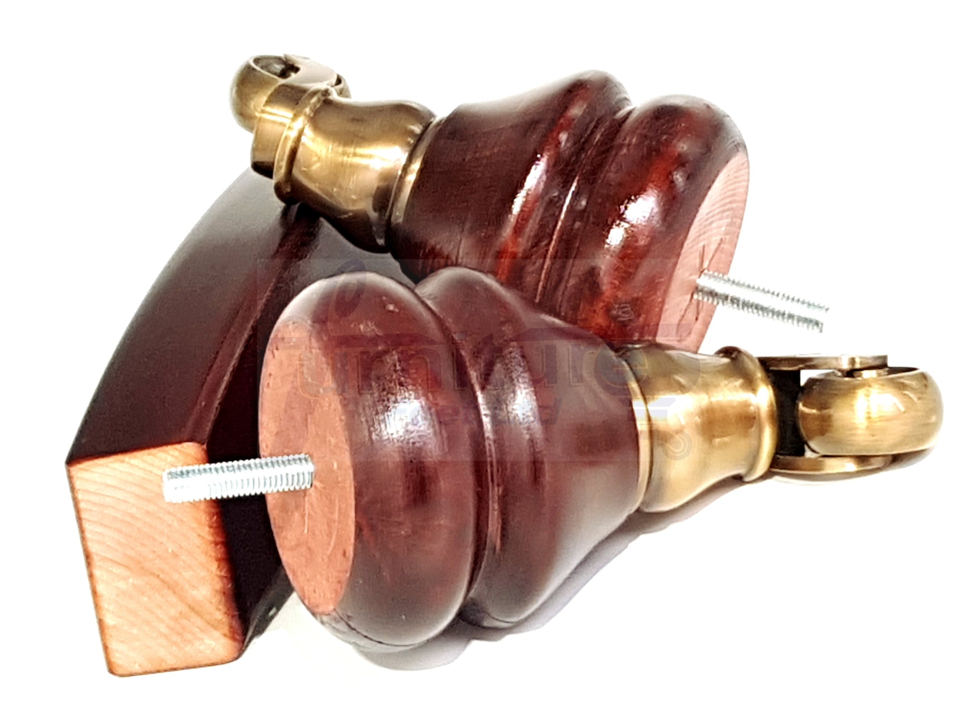 Turned Mahogany Furniture Wood Feet 2 With Castors & 2 Curved Legs140mm Sofas Chairs Settee Cabinets Beds M8