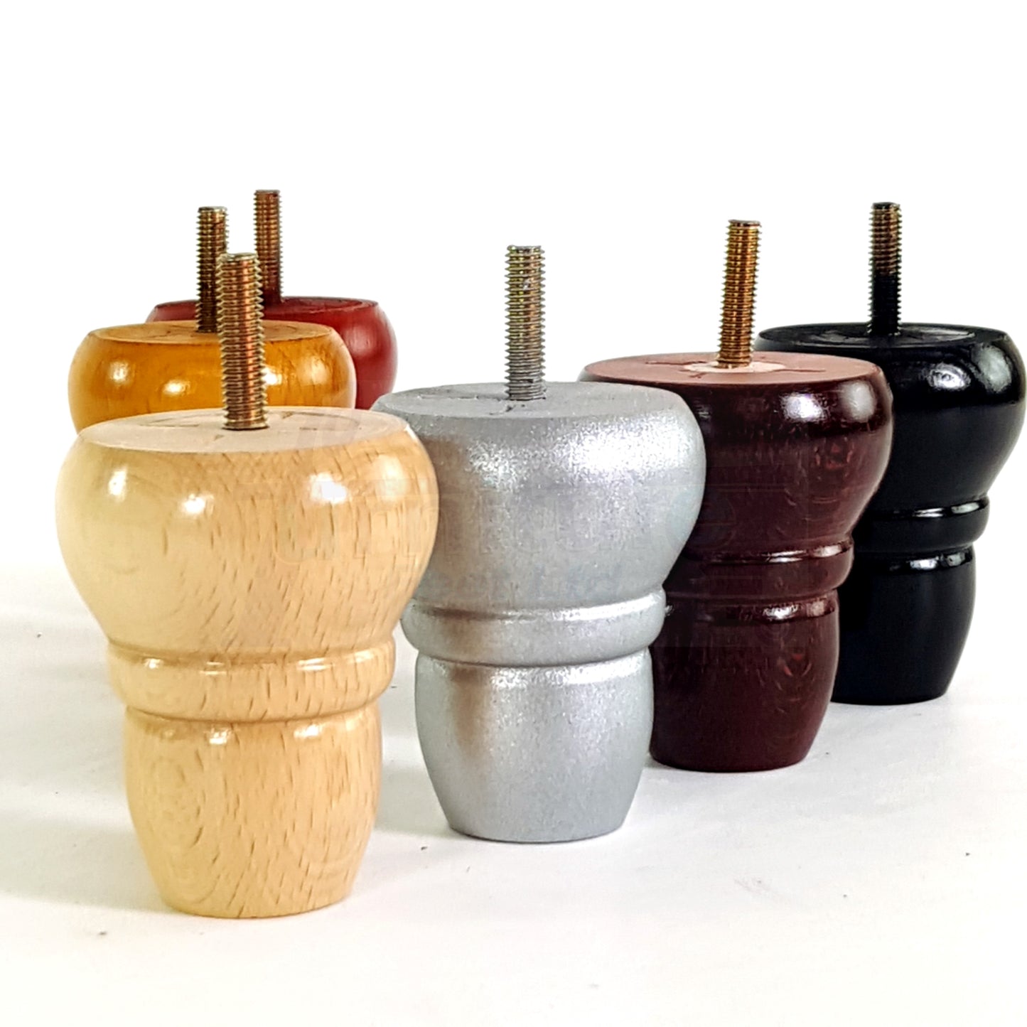 4x Turned Wood Repacement Furniture Legs M10 Thread Sofa Chair Settee Feet 82mm