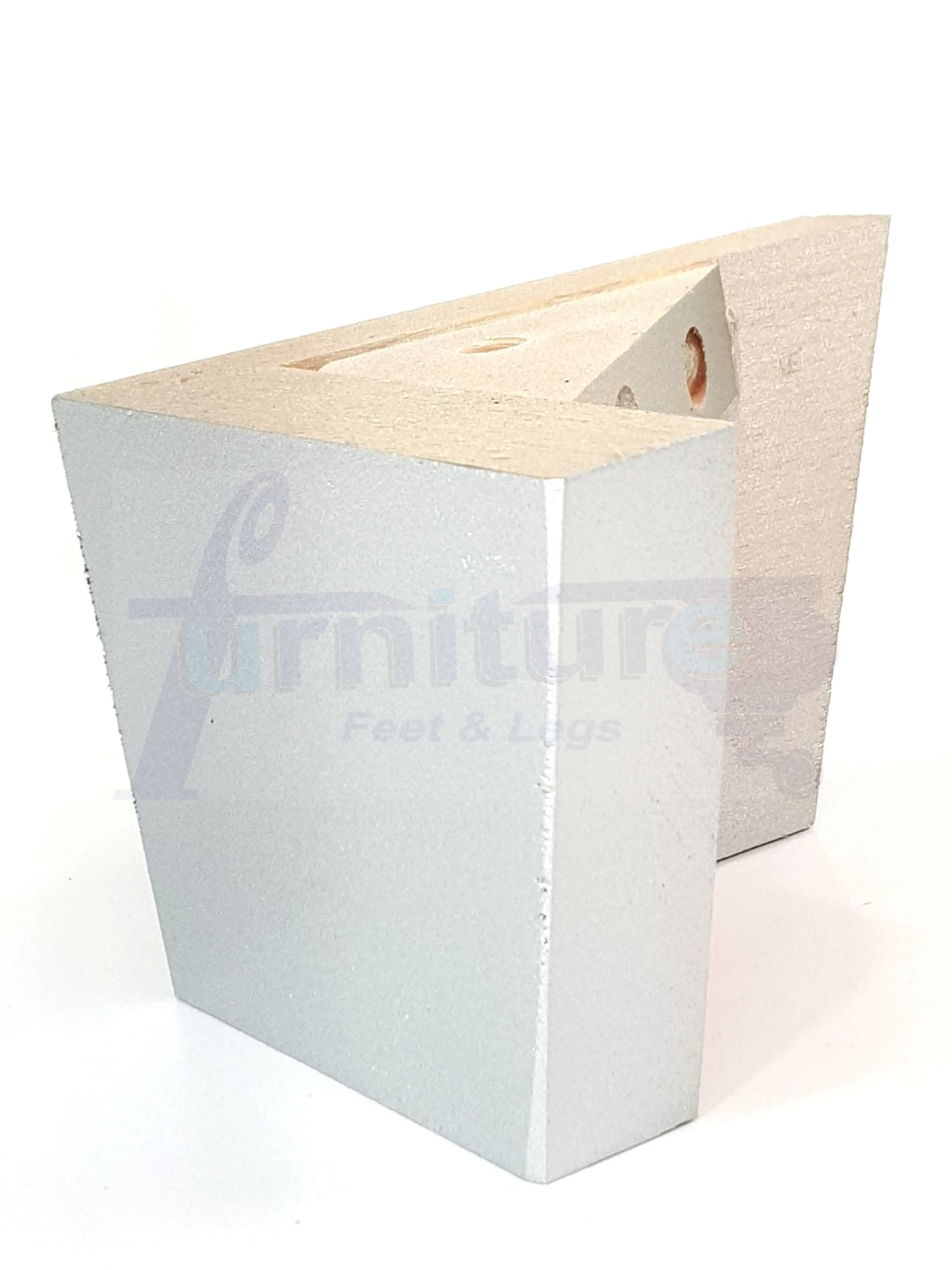 4 Solid Wood Furniture Legs Replacement Corner Feet 95mm High Self-Fixing: Silver
