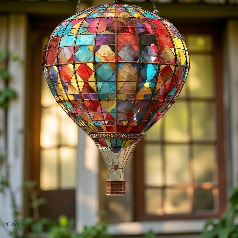 Large Hot Air Balloon Stained Acrylic Suncatcher Rainbow Window Garden Hanging Decoration Nature Animal Lovers