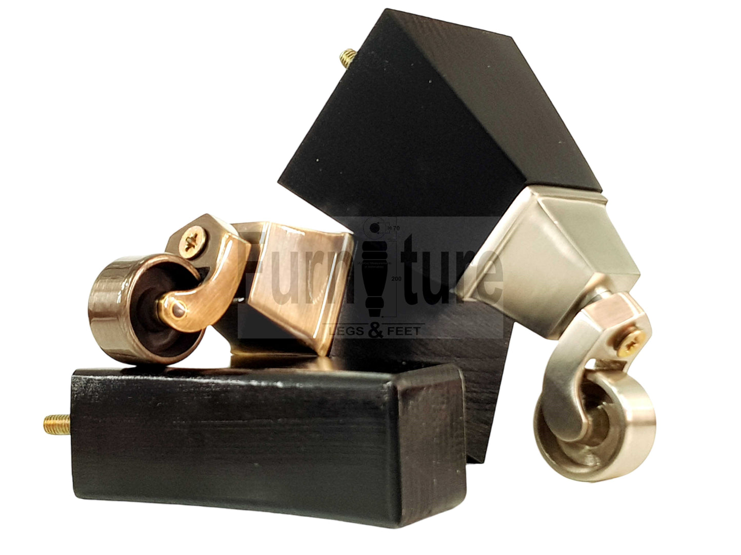 Set Of 4 Block Wood Castor Furniture Feet M8(8mm) For Chairs Cabinets Sofa 15cm High