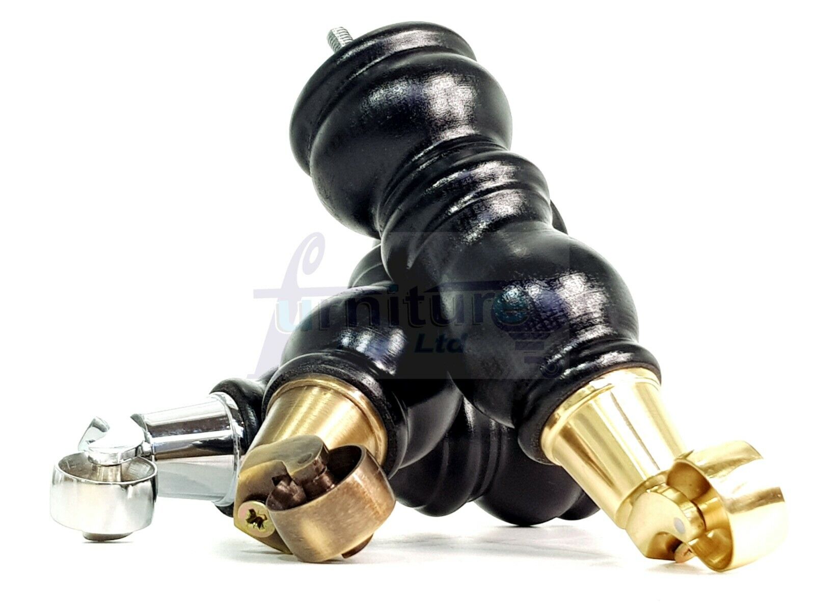 4x Furniture Feet With Castor 205mm High Legs Black Wood M8 Sofas Chairs Stools Cabinets 8 Inches Tall