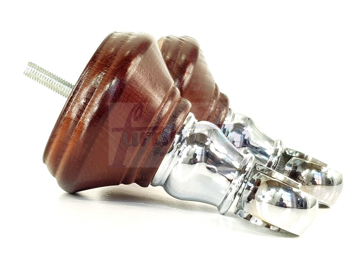 4x Antique Mahogany Wooden Furniture Sofa Legs M8 With Castors Replacment Chair Settee Feet 115mm - 125mm High