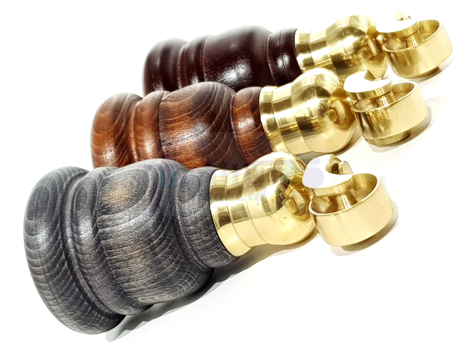 4 Turned Wood Furniture Feet With Brass Cauldron Castors 160mm Legs Sofas Chairs Stools Cabinets Beds M8 6 Inches