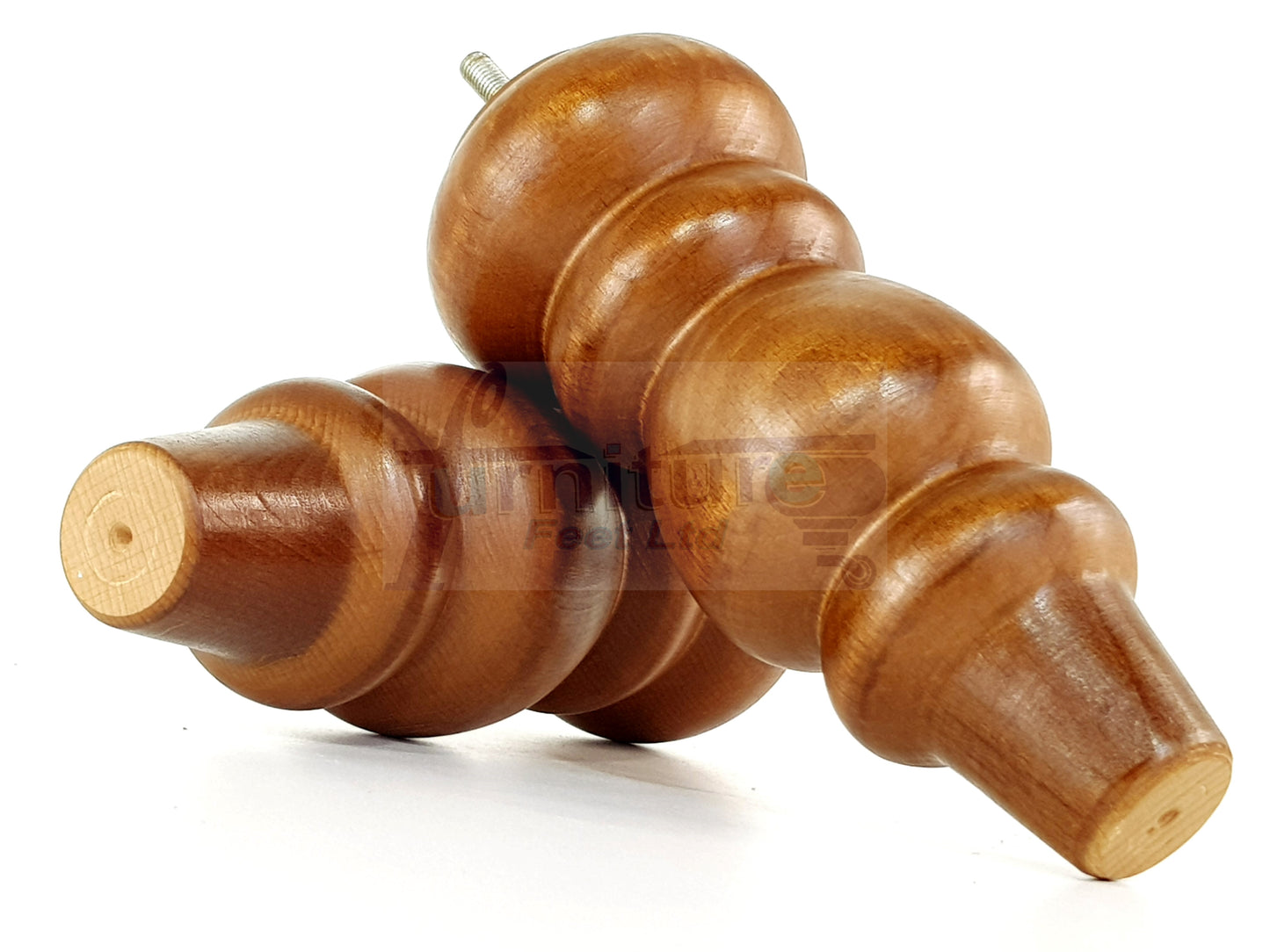 4 Solid Wood Furniture Legs Replacement Turned Feet 200mm High M8(8mm) Thread: Dark Oak
