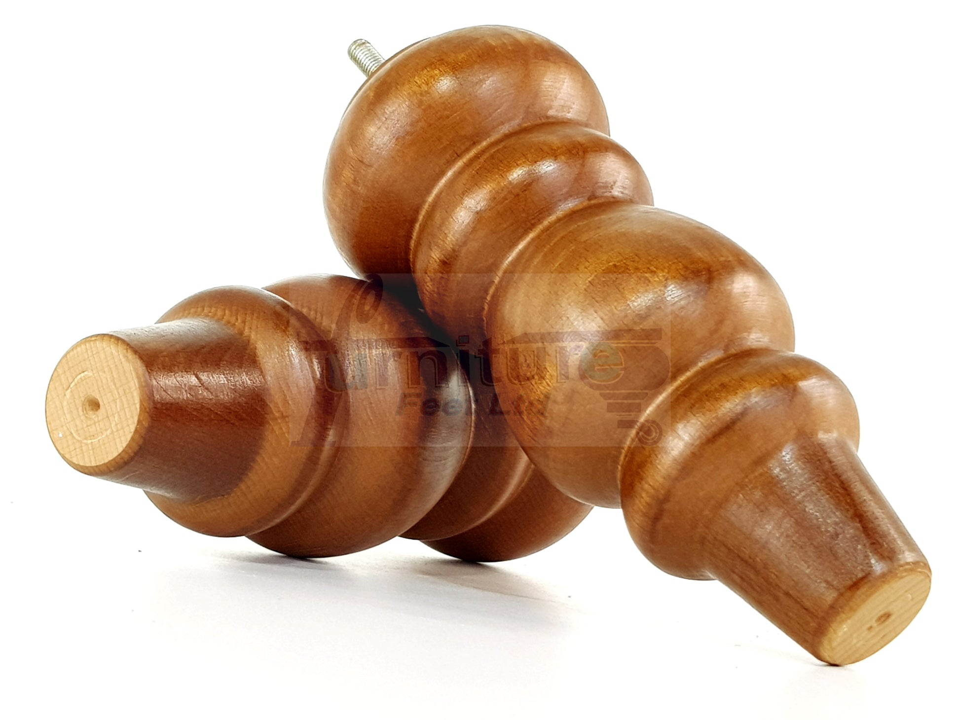 4 Solid Wood Furniture Legs Replacement Turned Feet 200mm High M8(8mm) Thread: Dark Oak