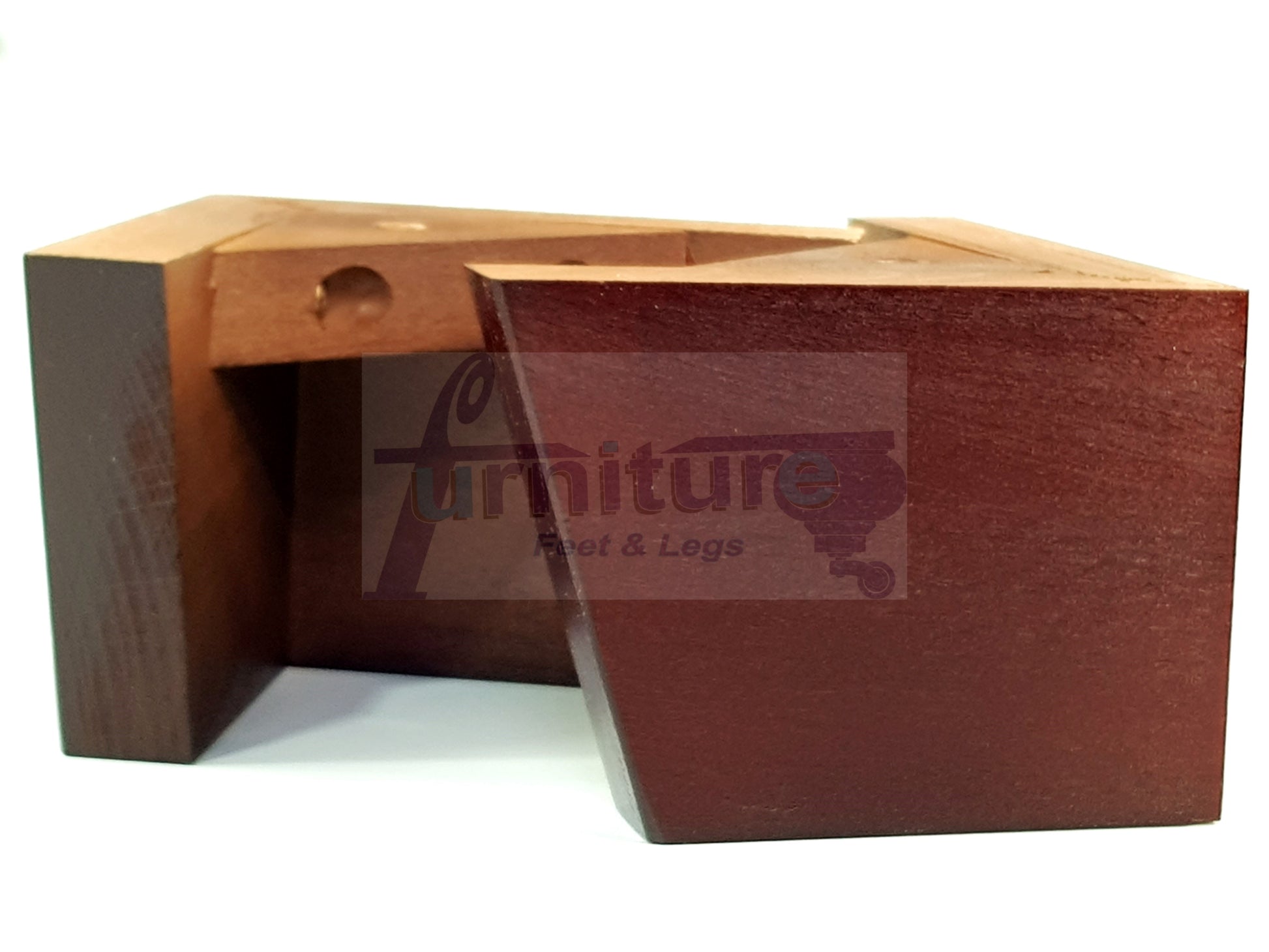 4 Solid Wood Furniture Legs Replacement Corner Feet 95mm High Self-Fixing: Antique Mahogany