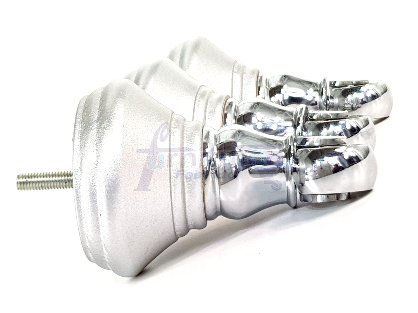 4x Silver Wooden Furniture Sofa Legs M8 With Castors Replacement Chair Settee Feet 115mm - 125mm High