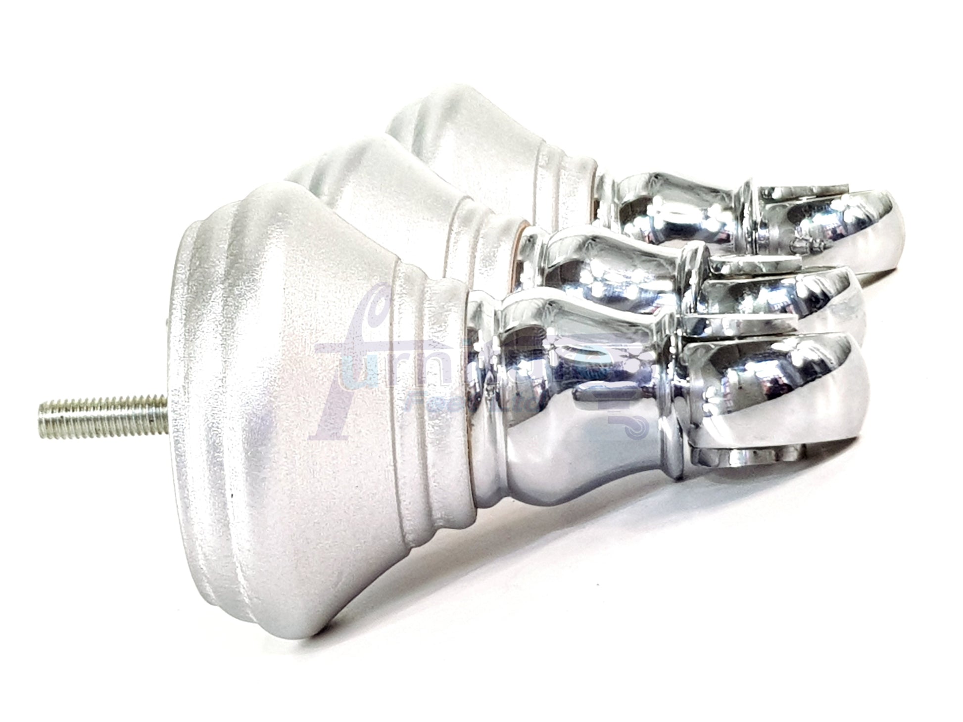 4x Silver Wooden Furniture Sofa Legs M8 With Castors Replacement Chair Settee Feet 115mm - 125mm High