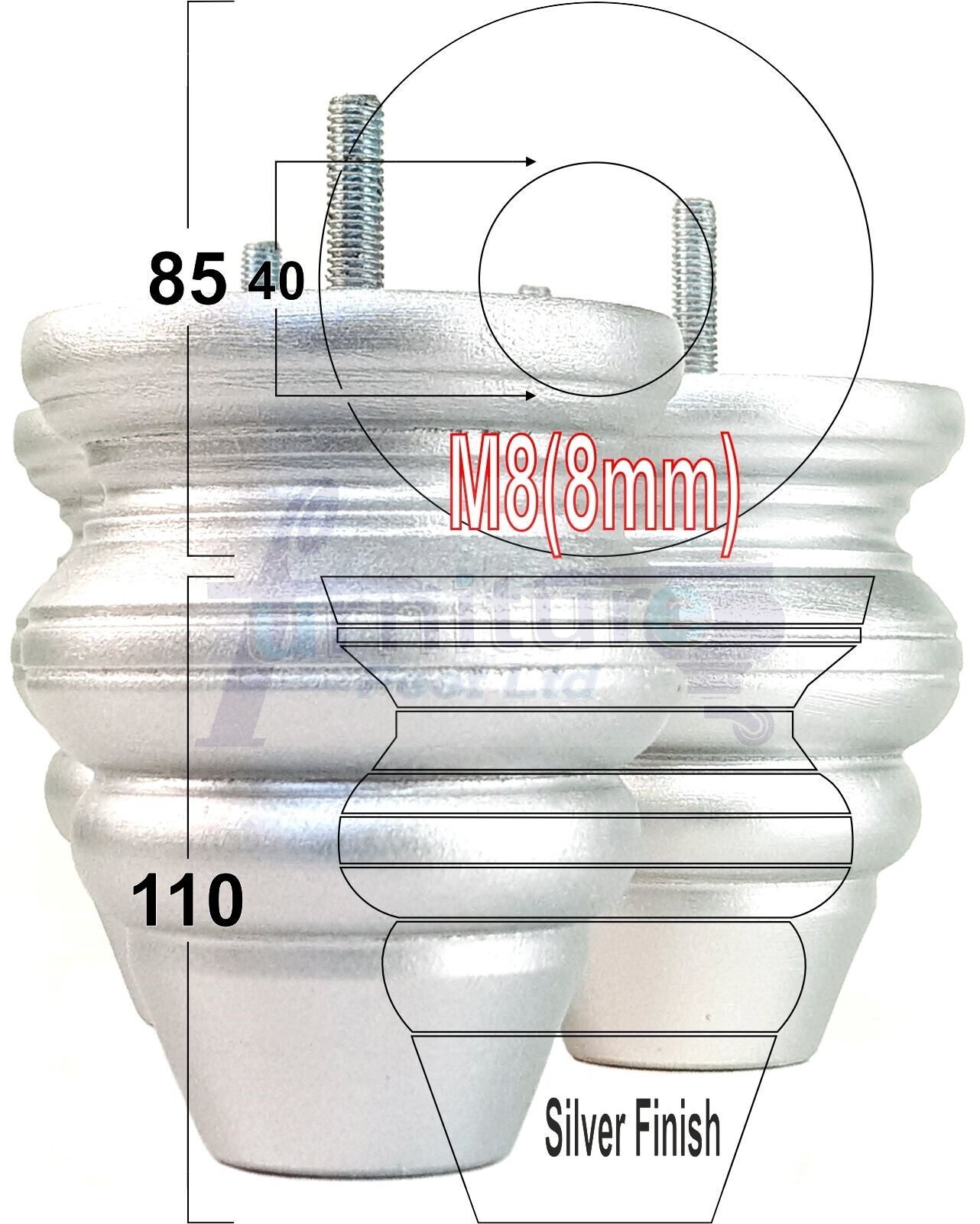 4x Turned Wood Furniture Legs Replacement Feet 110mm High Multiple Colours Chairs Stools Sofa's Beds Settee Cabinets M8