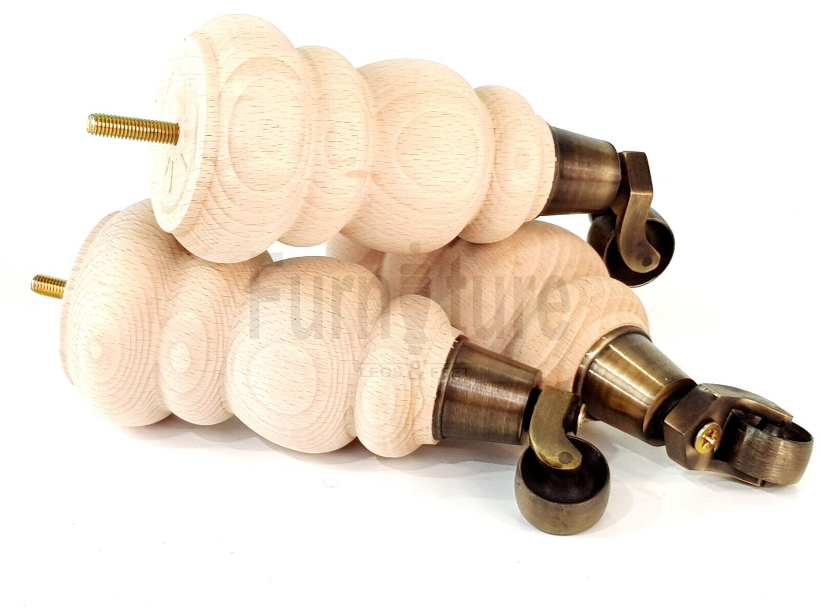 4x Turned Solid Wood Furniture Legs Replacement Feet 200mm High 8mm Thread