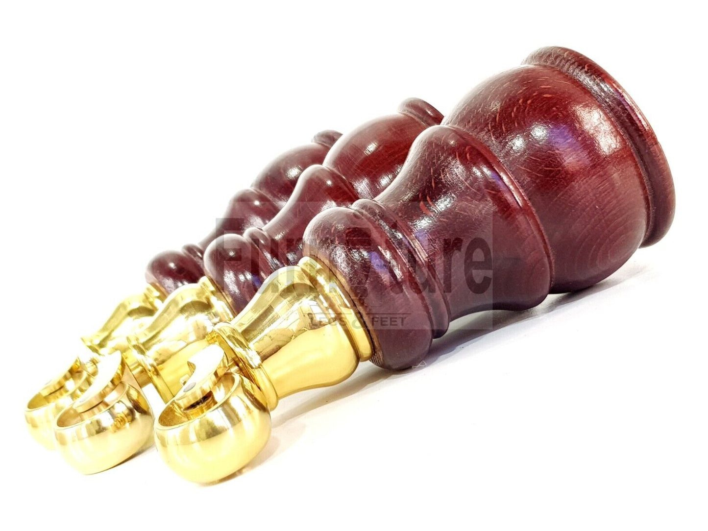 4 Turned Wood Feet Mahogany Castor Legs Chair Furniture Stools Sofa Chairs M8 160mm 6 Inch High