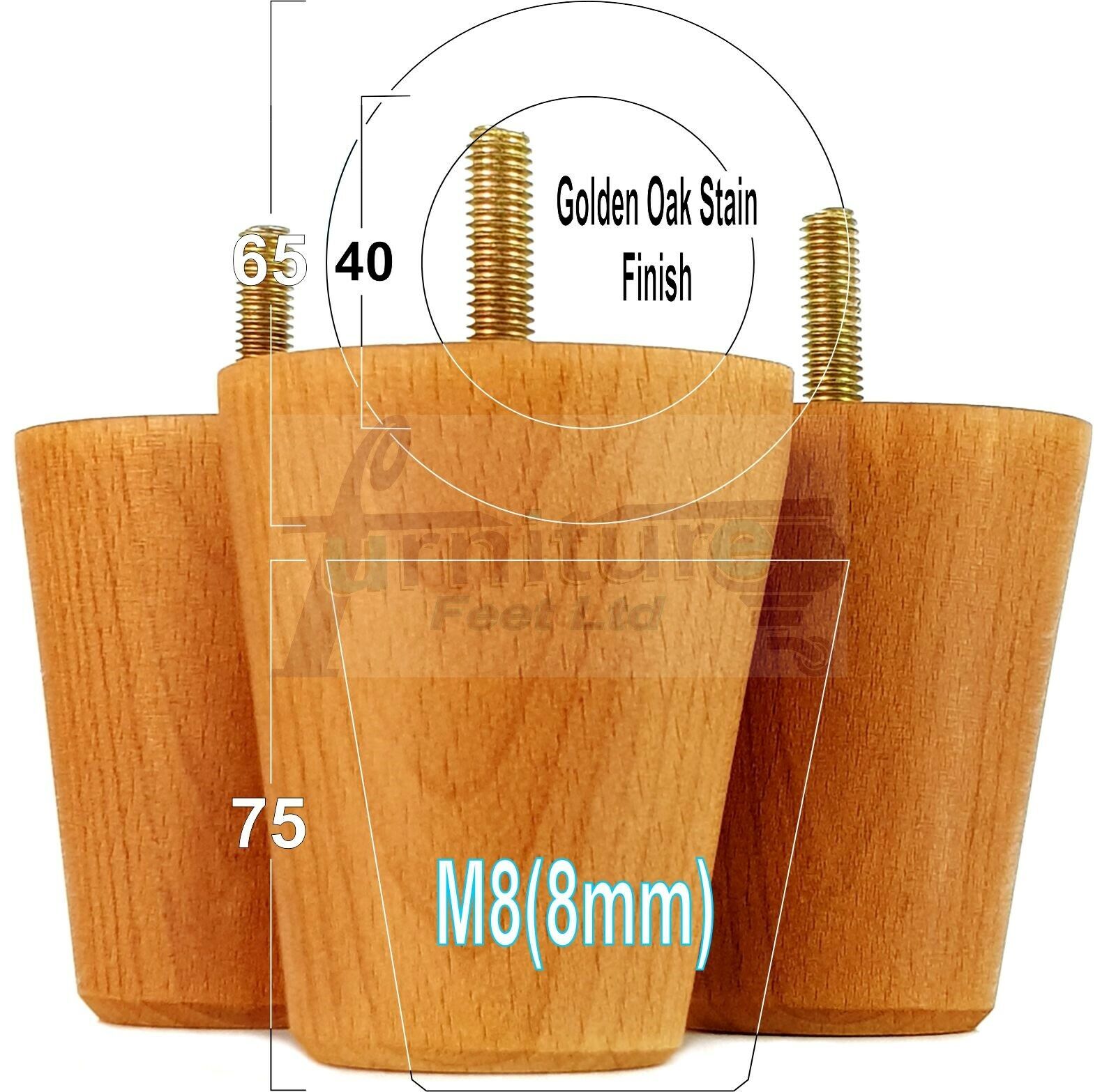 4x Solid Wood Turned Furniture Legs Replacement Bun Feet 75mm High Chairs Stools Sofa's Beds Settee M8
