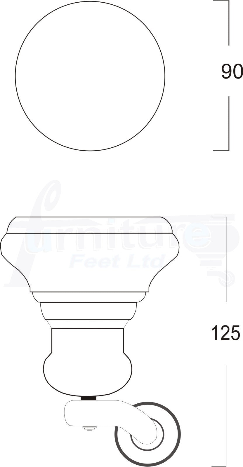 4x Burnt Oak Washed Wooden Furniture Sofa Legs M8 With Castors Replacment Chair Settee Feet 115mm - 125mm High
