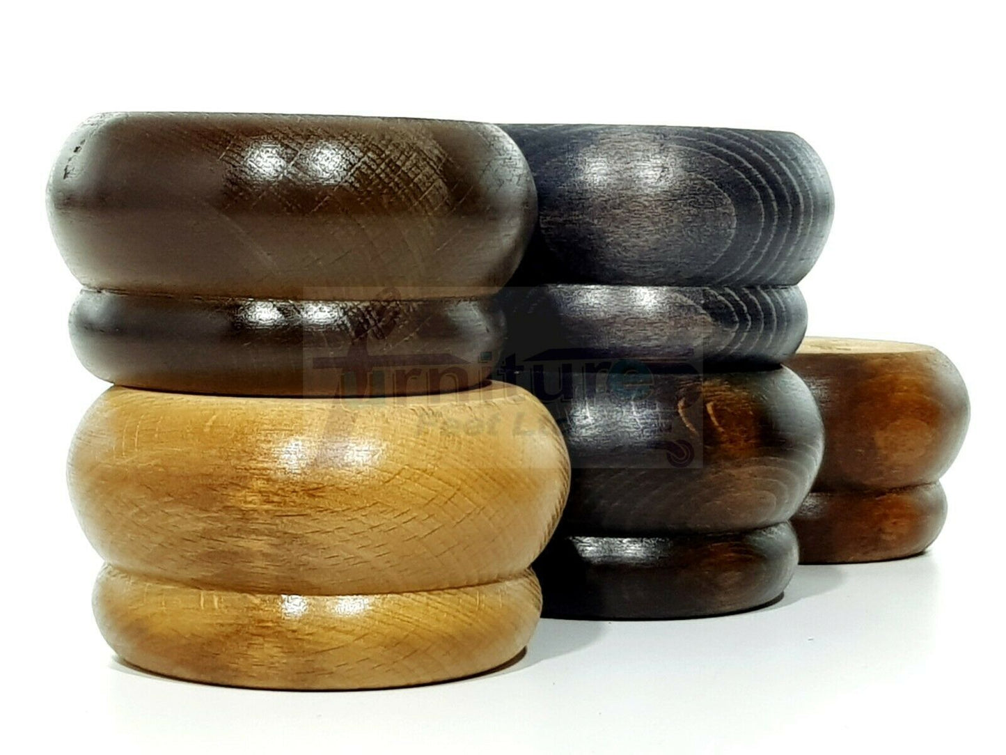 4 Turned Wood Furniture Legs Chair Sofa Stool Bed Replacement Bun Feet 50mm High