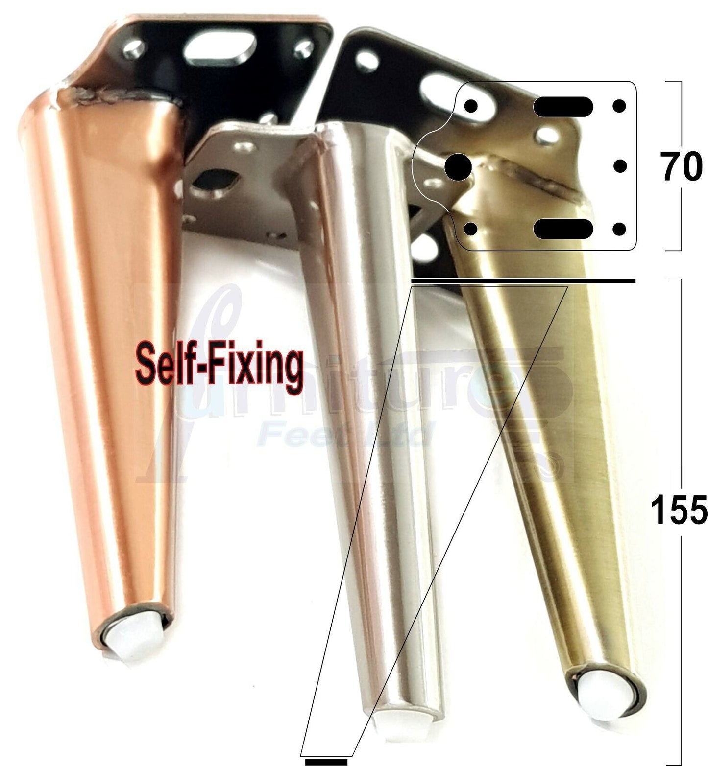 4 Metal Furniture Legs 155mm High Replacement Feet Sofas Chair Cabinet Bed Stool