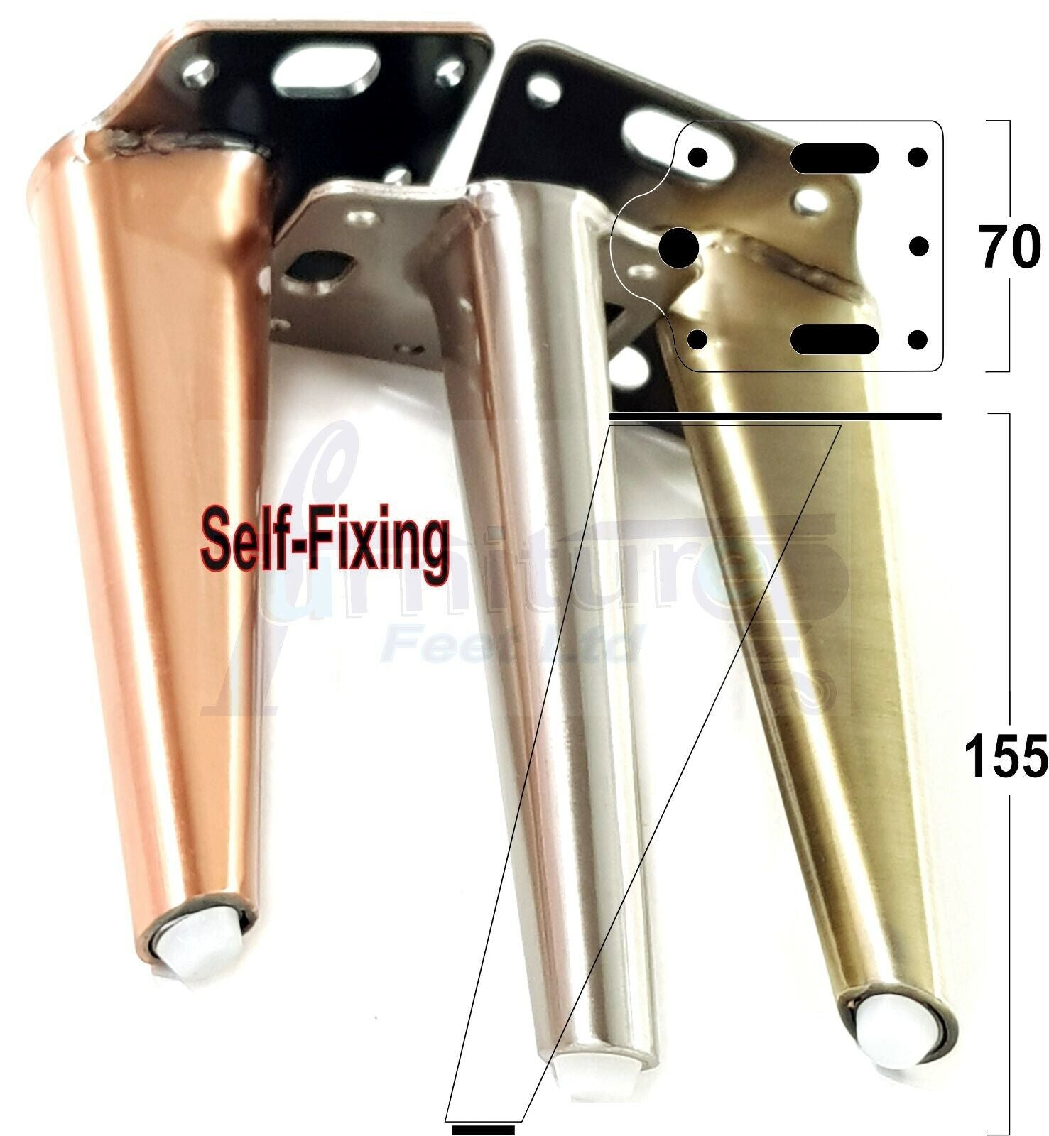 4 Metal Furniture Legs 155mm High Replacement Feet Sofas Chair Cabinet Bed Stool