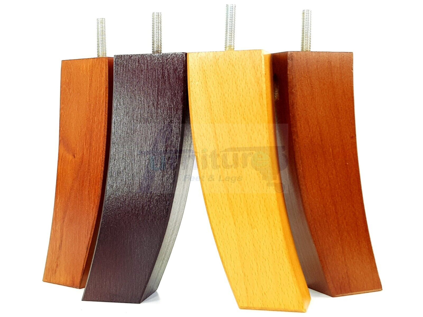 Set Of 4 Solid Wood Curved Furniture Feet Replacement Legs 185mm High M8(8mm)