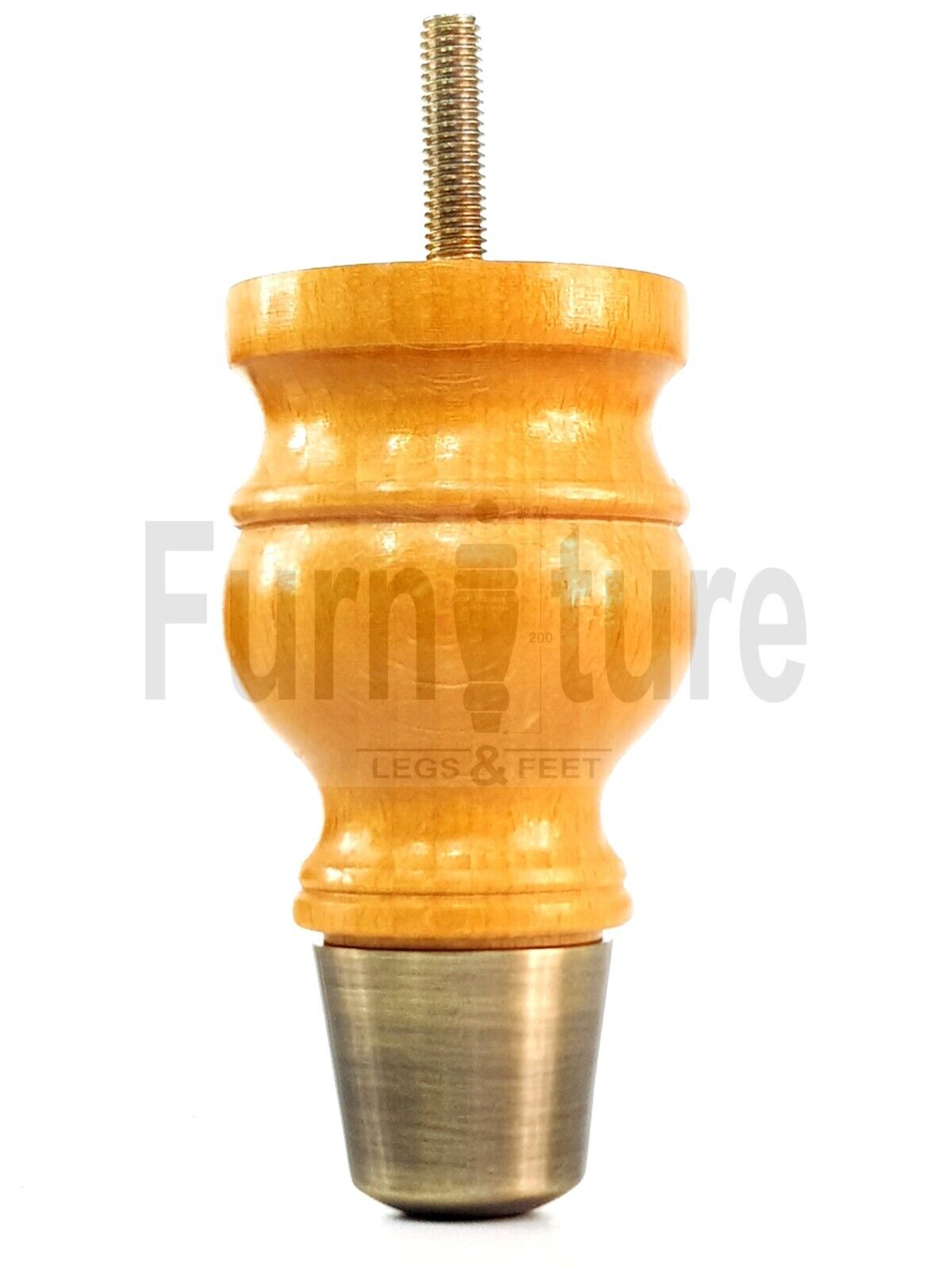 4x Turned Wood Furniture Feet Antique Brass Slipper Cup M8 Chair Sofa Settee Legs 110mm