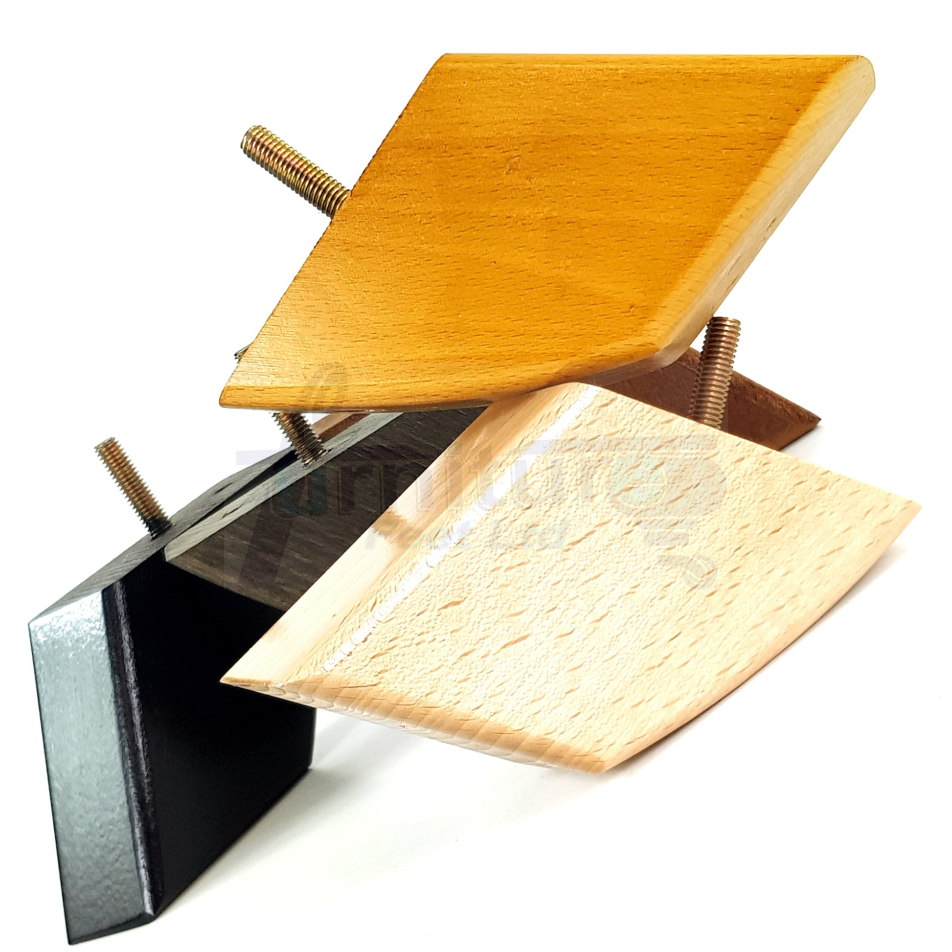 4x Wooden Furniture Legs 75mm High Replacement Sofa Feet 10mm Thread