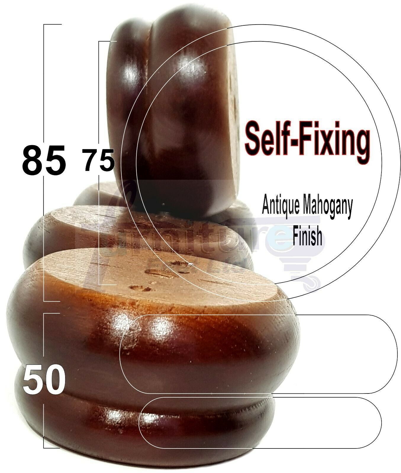 4 Turned Wood Furniture Legs Chair Sofa Stool Bed Replacement Bun Feet 50mm High