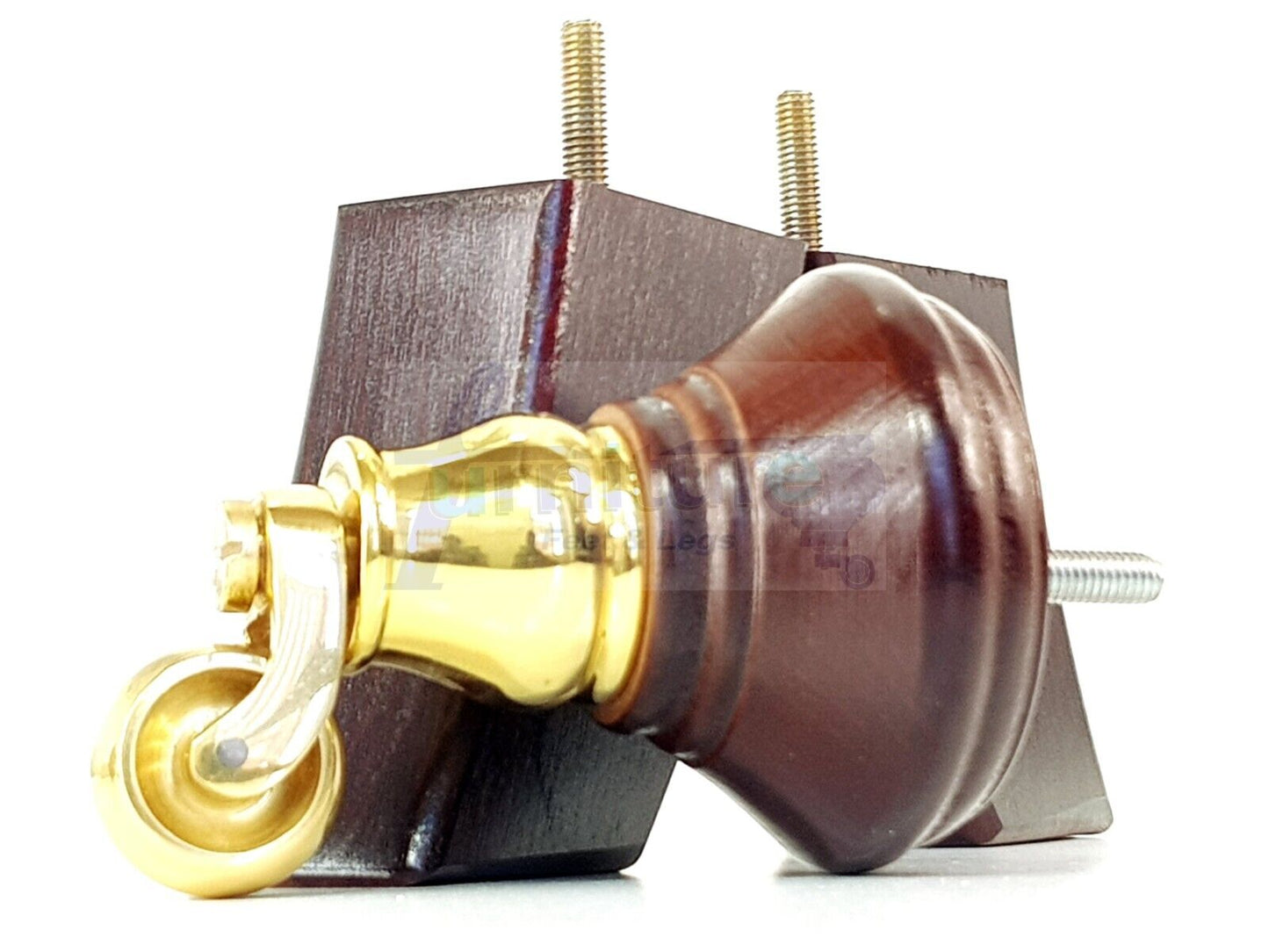 2 Antique Mahogany Wood Furniture Sofa Feet With Castor 125mm & 2 Curved Legs Chair Settee 100mm High M8