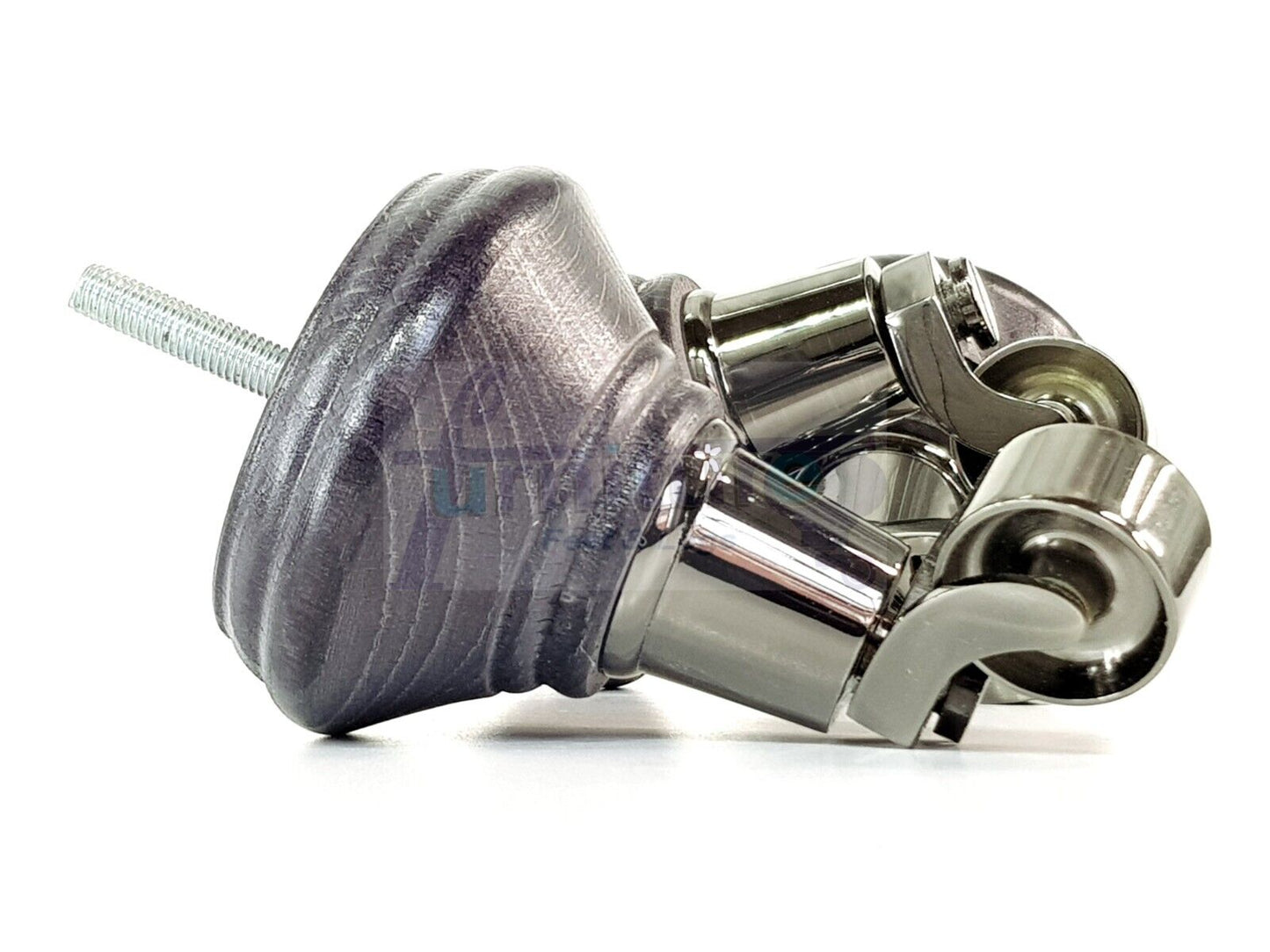 4x Black Stain Wooden Furniture Sofa Legs M8 With Castors Replacment Chair Settee Feet 115mm - 125mm High