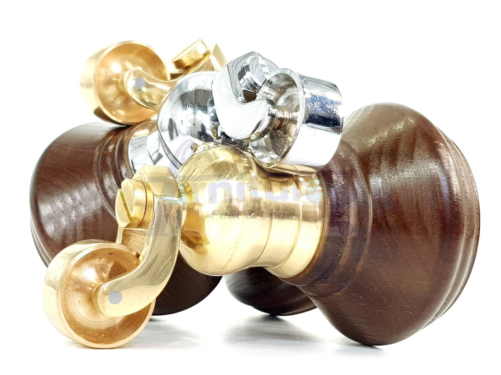 4x Antique Brown Wooden Furniture Sofa Legs M8 With Castors Replacment Chair Settee Feet 115mm - 125mm High