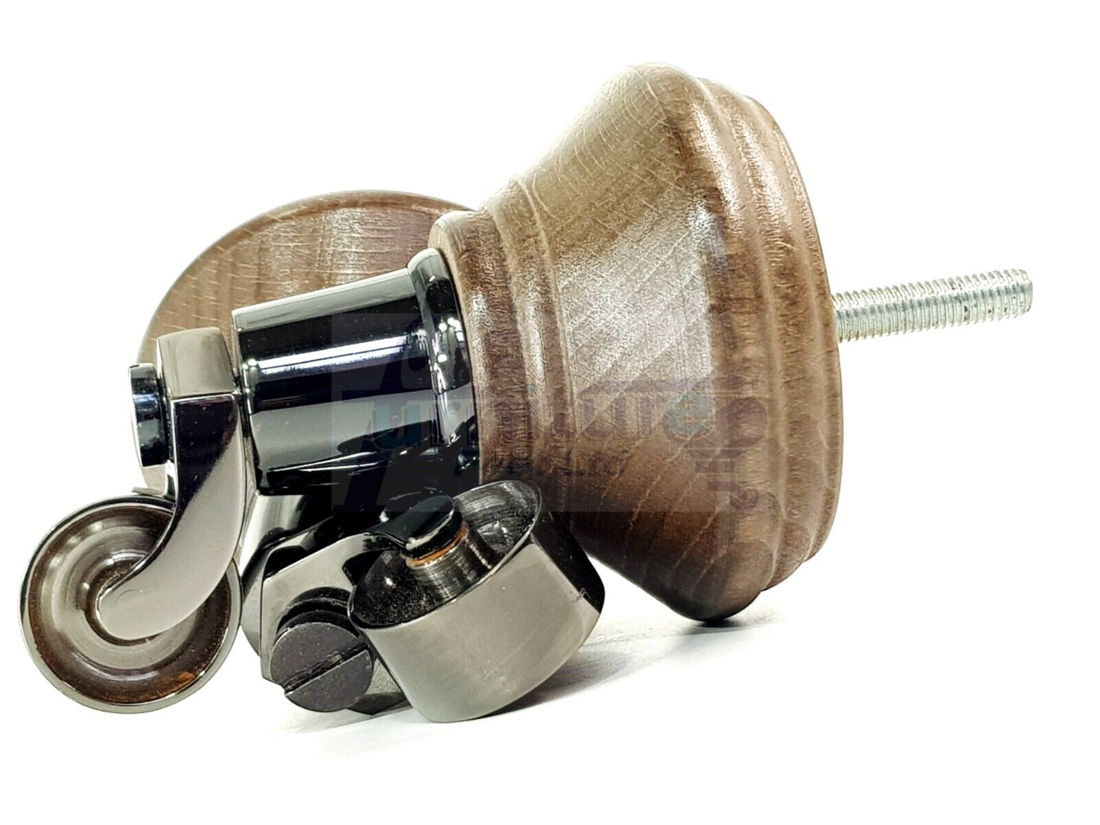 4x Antique Brown Stain Wooden Furniture Sofa Legs M8 With Castors Replacment Chair Settee Feet 115mm - 125mm High