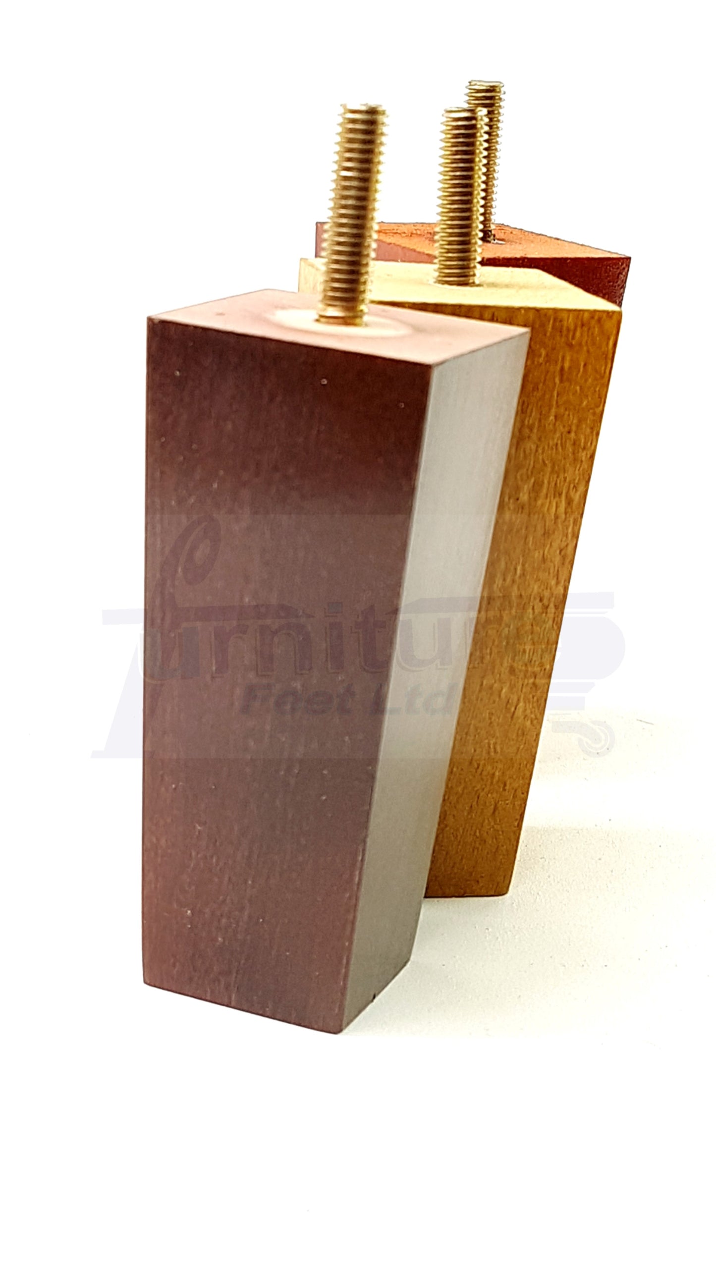 4x Solid Wood Block Furniture Legs Replacement Square Feet 100mm High M8 Thread