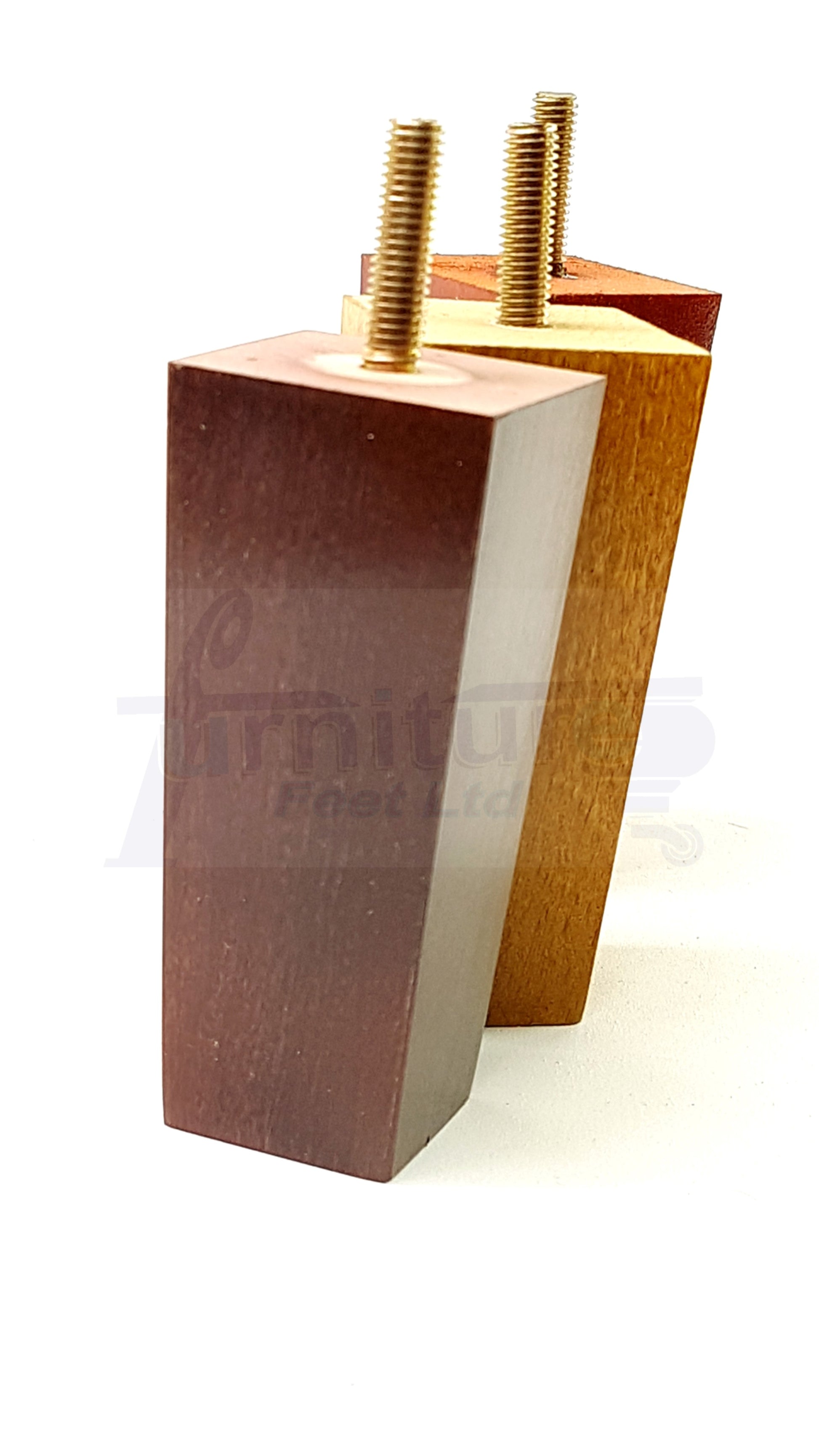 4x Solid Wood Block Furniture Legs Replacement Square Feet 100mm High M8 Thread