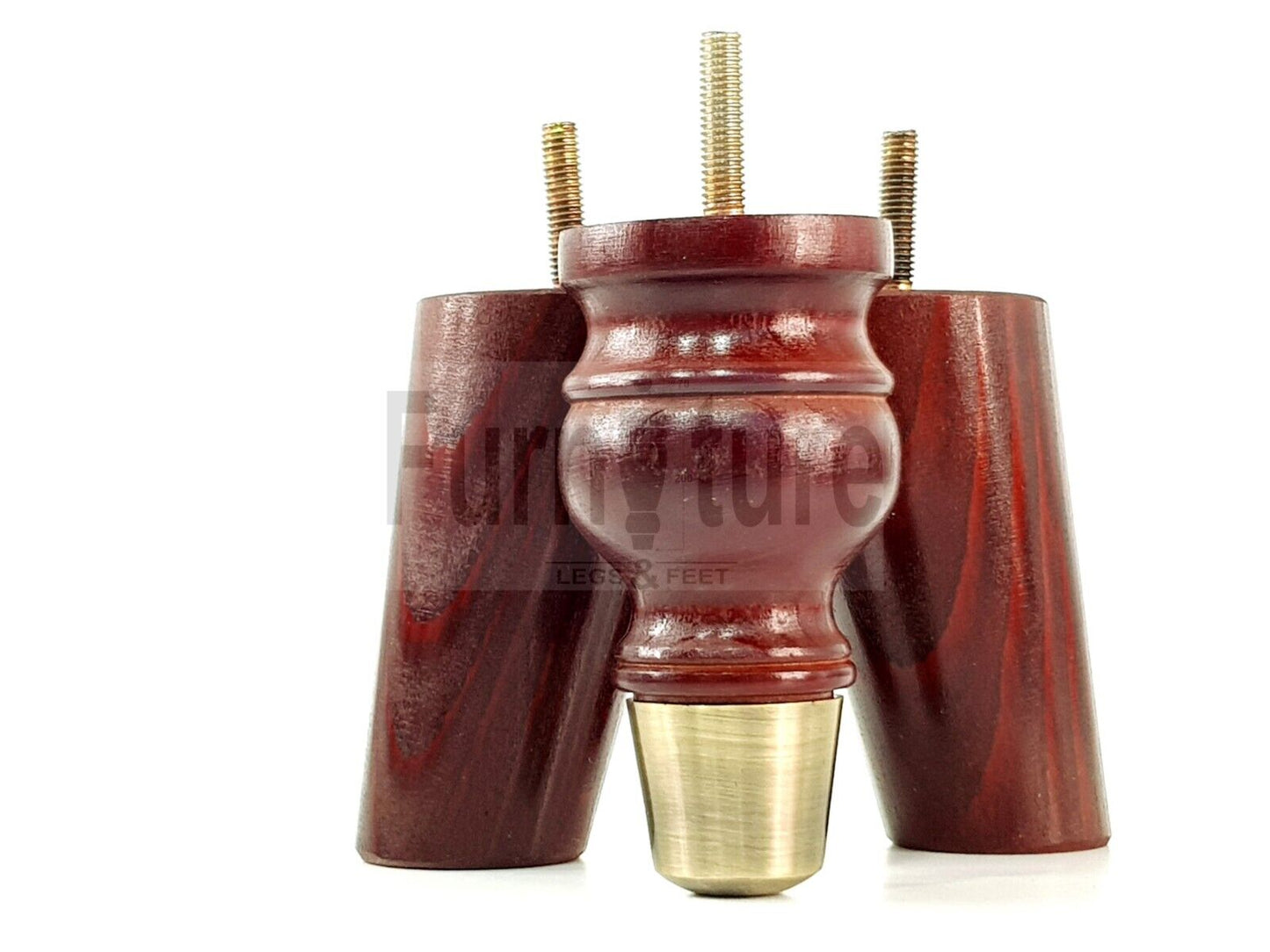 4x Wood Furniture Feet 2 With Brass Slipper Cup M8 Chair Sofa Settee Legs 110mm