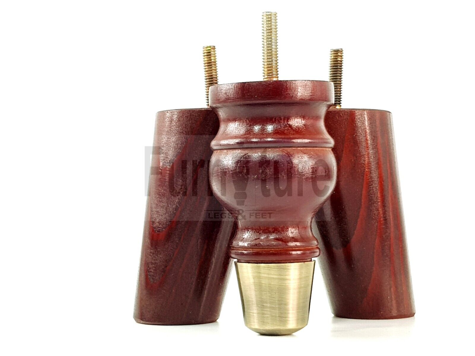 4x Wood Furniture Feet 2 With Brass Slipper Cup M8 Chair Sofa Settee Legs 110mm
