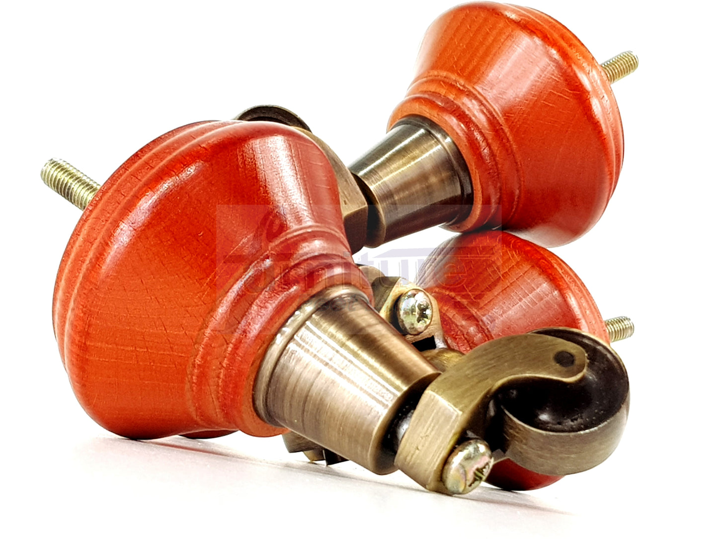 4x Teak Wooden Furniture Sofa Legs M8 With Castors Replacement Chair Settee Feet 115mm - 125mm High