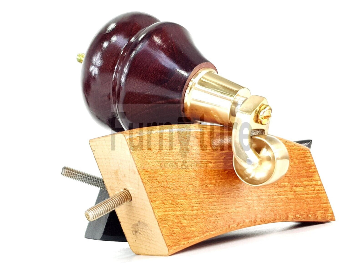 Turned Wood Furniture Feet 2 With Brass Castors 140mm & 2 Curved Back Legs Sofas Chairs Cabinets Beds M8