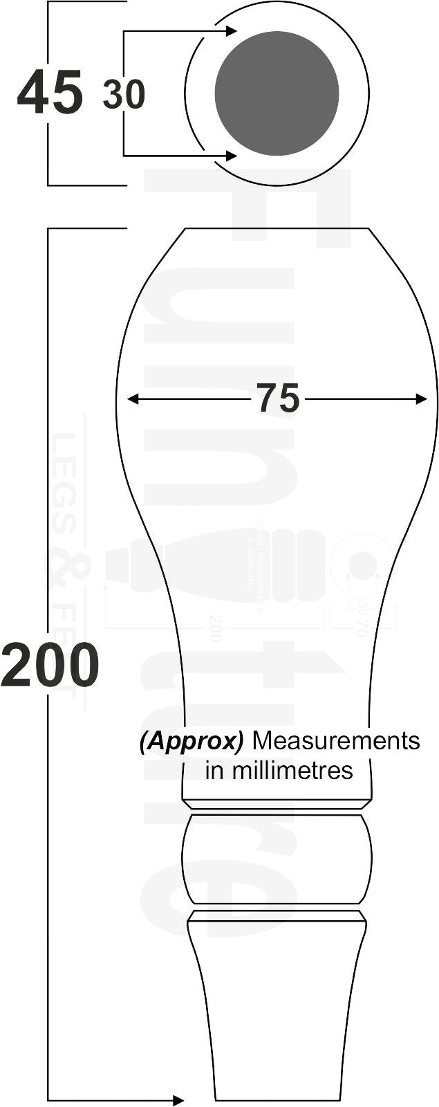 4x Solid Wood Turned Replacement M10 Thread Furniture Legs Sofa Chair Settee Feet 200mm
