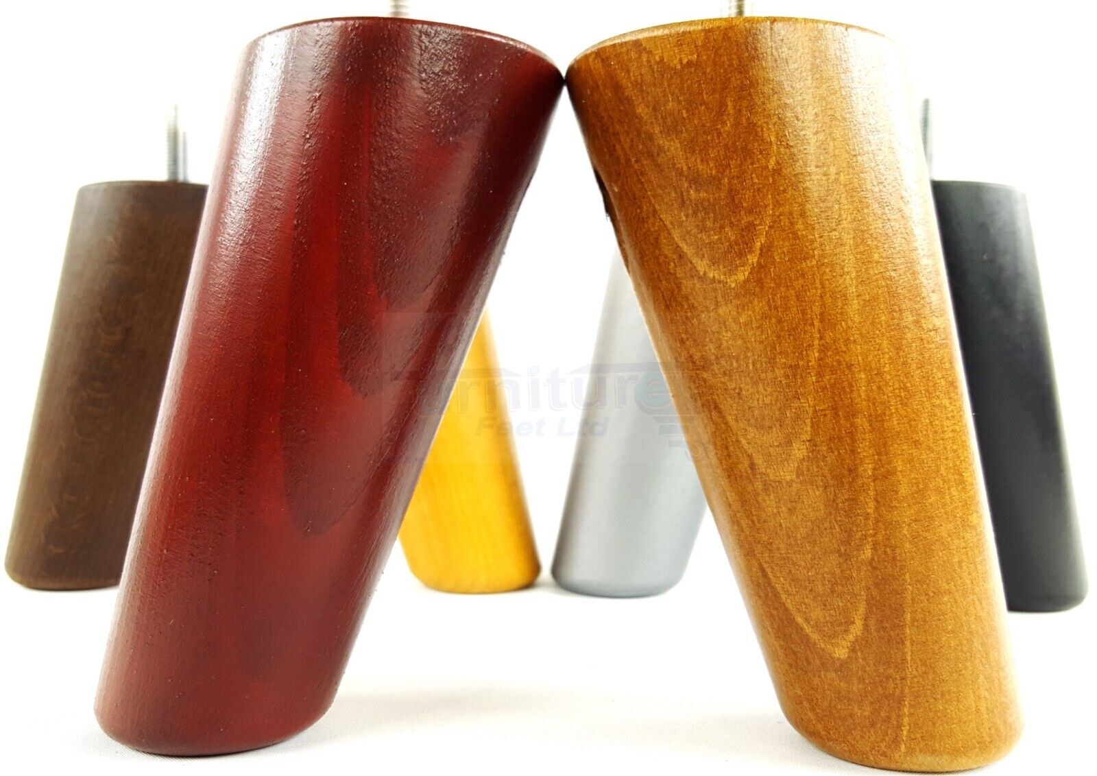 4 Solid Wood Turned Furniture Feet Replacement Mid Centry Angled Retro Legs 120mm High M8 Sofa Chairs Stools Cabinets Beds