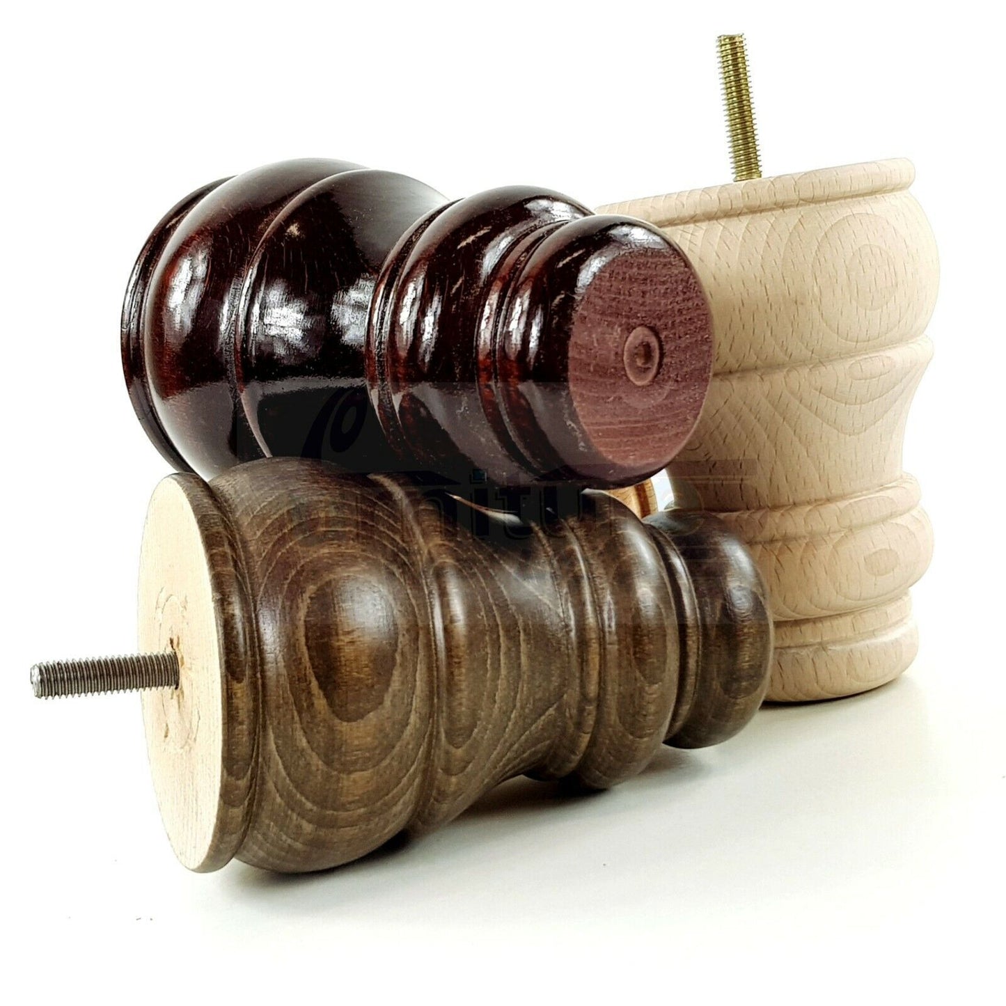 4 Turned Wood Furniture Legs M10 Thread Replacement Feet 125mm High Sofa Chairs Beds