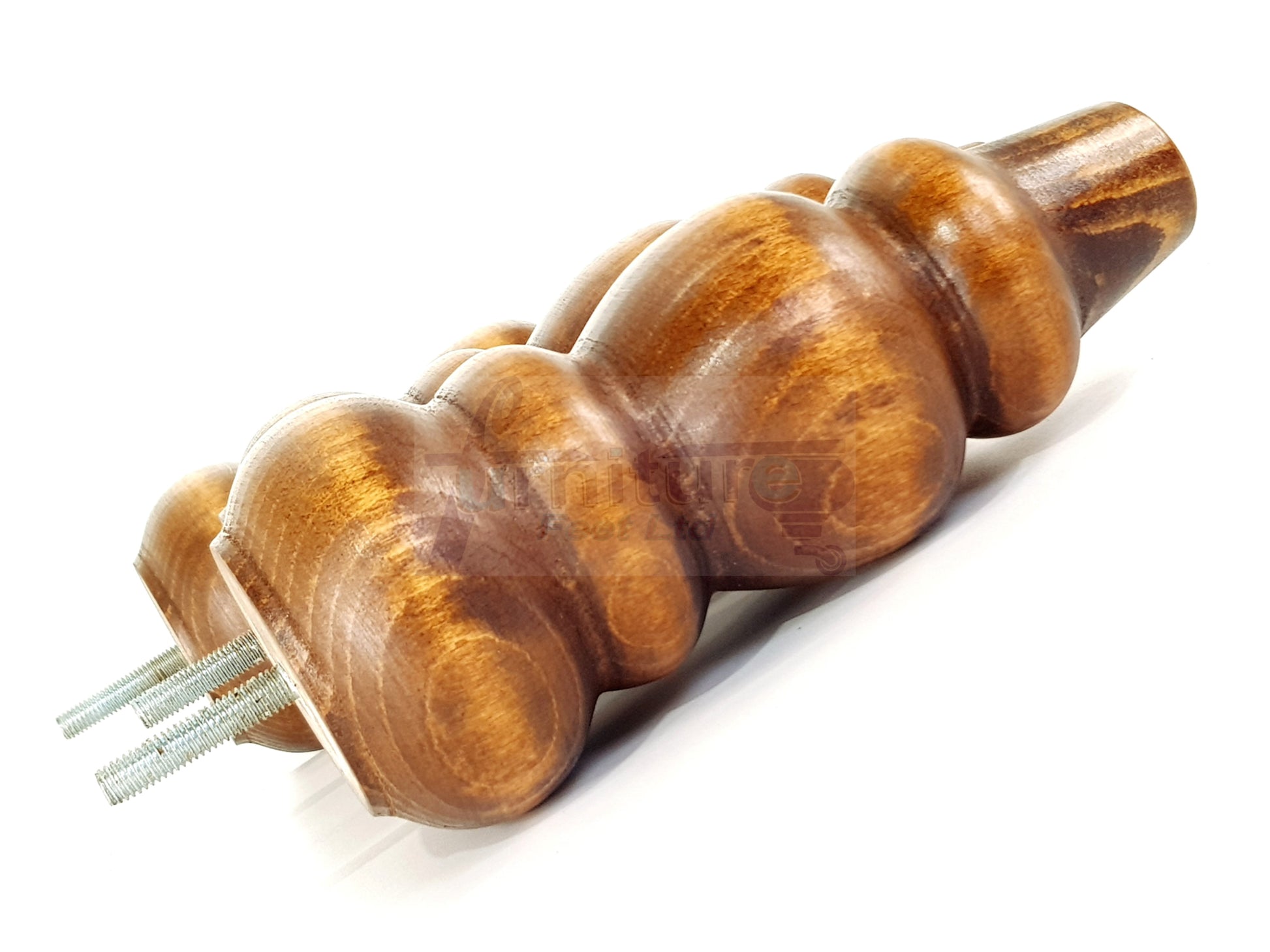 4 Solid Wood Furniture Legs Replacement Turned Feet 200mm High M8(8mm) Thread: Dark Oak Washed