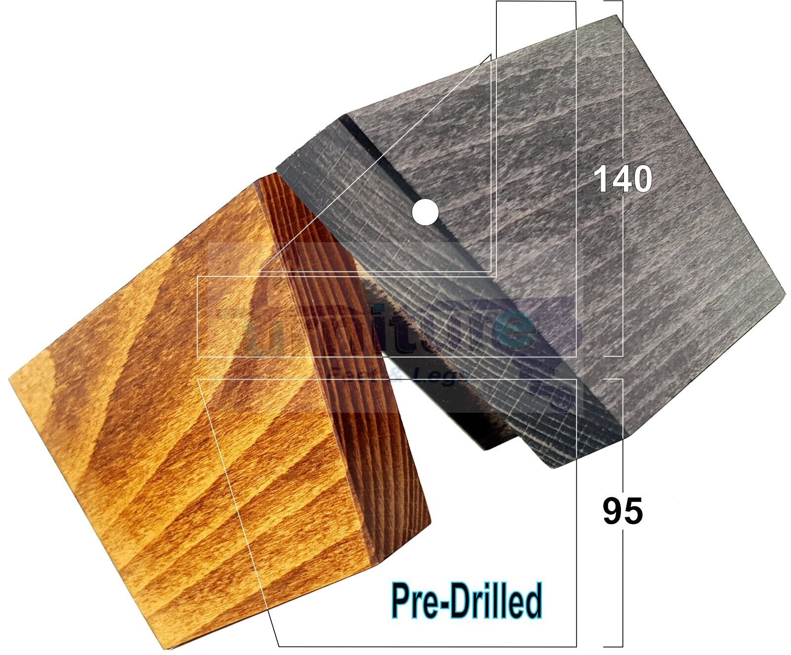 4 Solid Wood Furniture Legs Replacement Corner Feet 95mm High Multi Colours Chairs Stools Sofa Beds Settee & Cabinets Fix With Screws