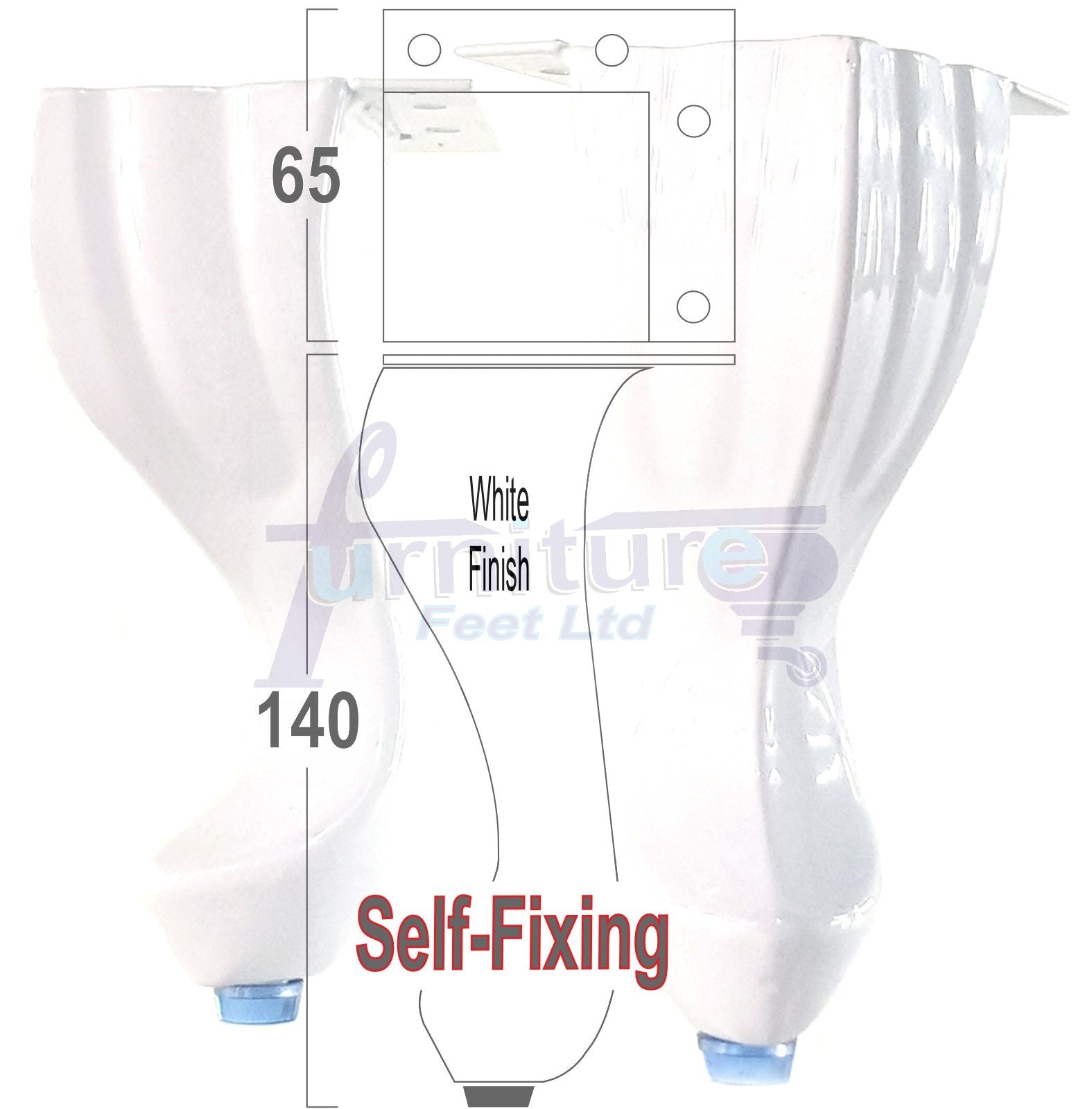 4x White Metal Queen Anne Feet 140mm High Furniture Legs Sofa Chair Cabinet Stool Bed