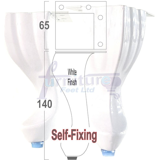 4x White Metal Queen Anne Feet 140mm High Furniture Legs Sofa Chair Cabinet Stool Bed