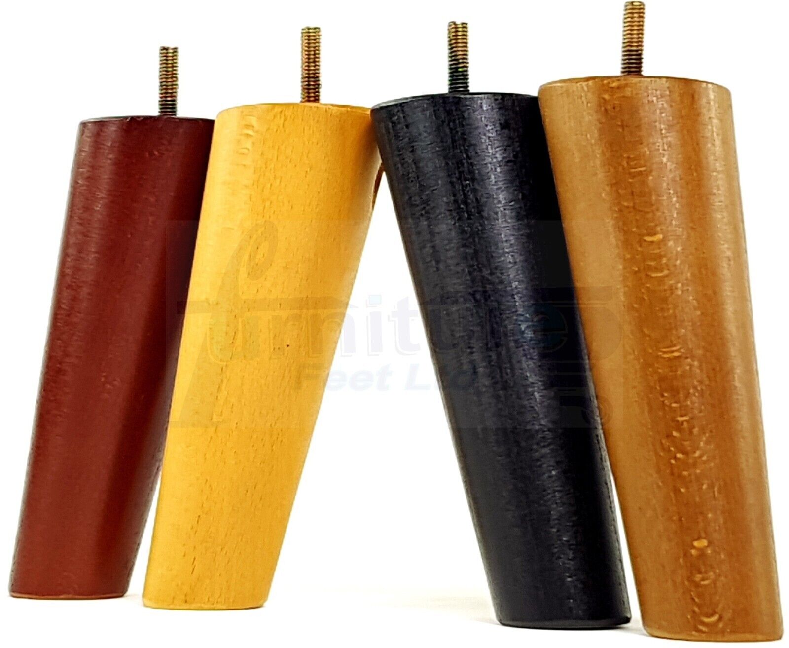 4 Solid Wood Turned Furniture Feet Replacement Mid Centry Angled Retro Legs 160mm High M8 Sofa Chairs Stools Cabinets Beds